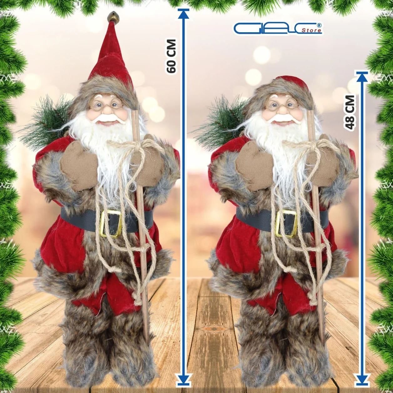 Figura de Papá Noel Santa Claus 60 cm 80 cm rojo blanco decoración navideña regalo