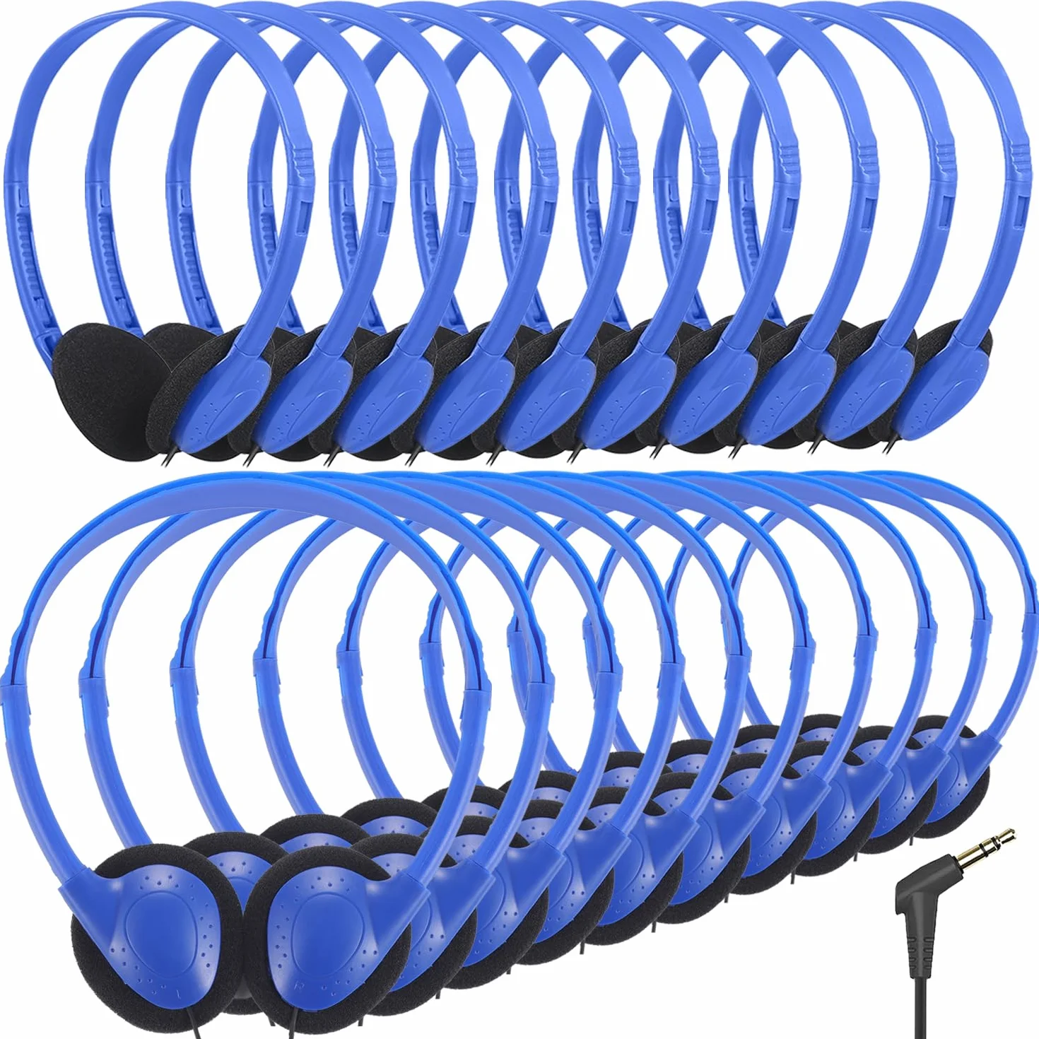 Auriculares para niños, paquete de 25 unidades para escuela, aula, estudiantes, niños, niñas, adolescentes y adultos, juego de auriculares de computadora con cable al por mayor para biblioteca, museos
