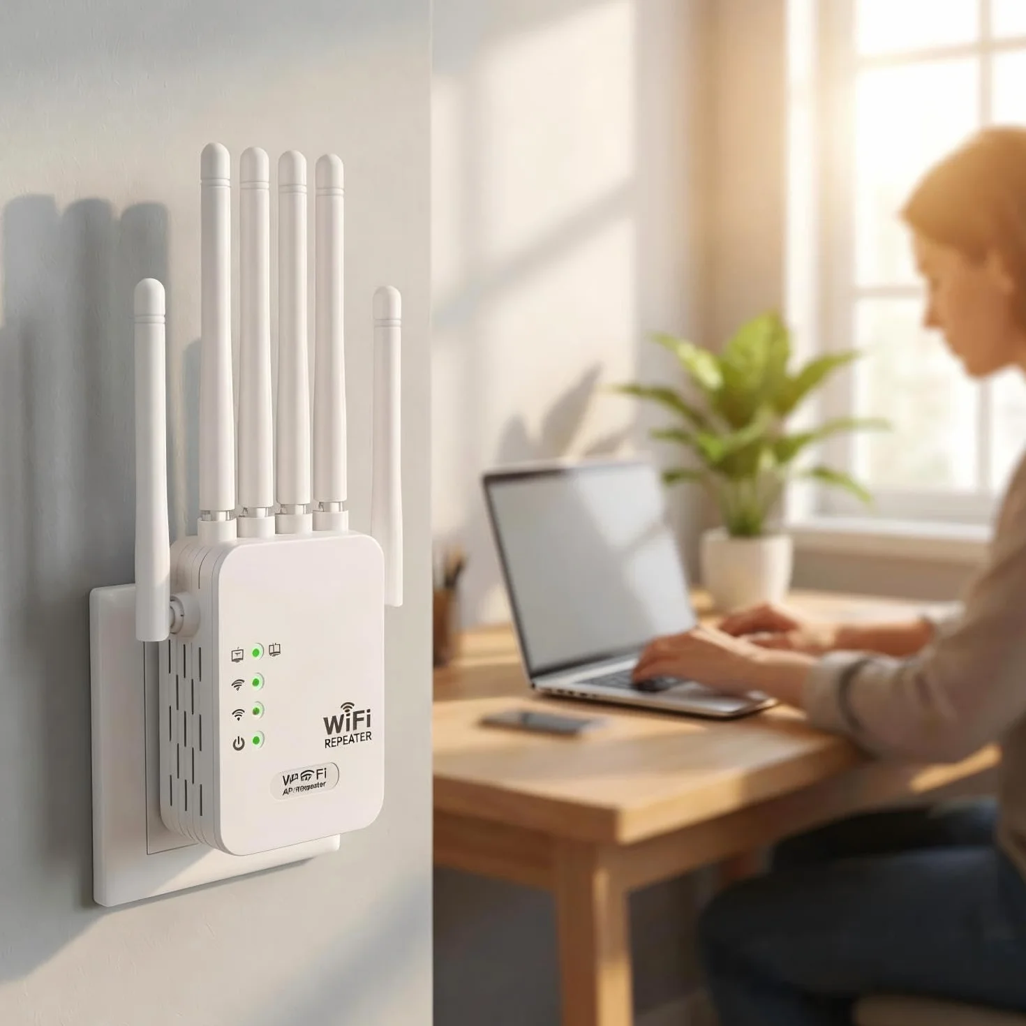 Repetidores WiFi,Amplificadores de señal WiFi,potentes amplificadores WiFi,Extensores WiFi,con 6 Antenas,2 Puertos LAN,Cobertura de hasta 10000 m²,Adecuado para oficinas y hogares,fácil de Instala