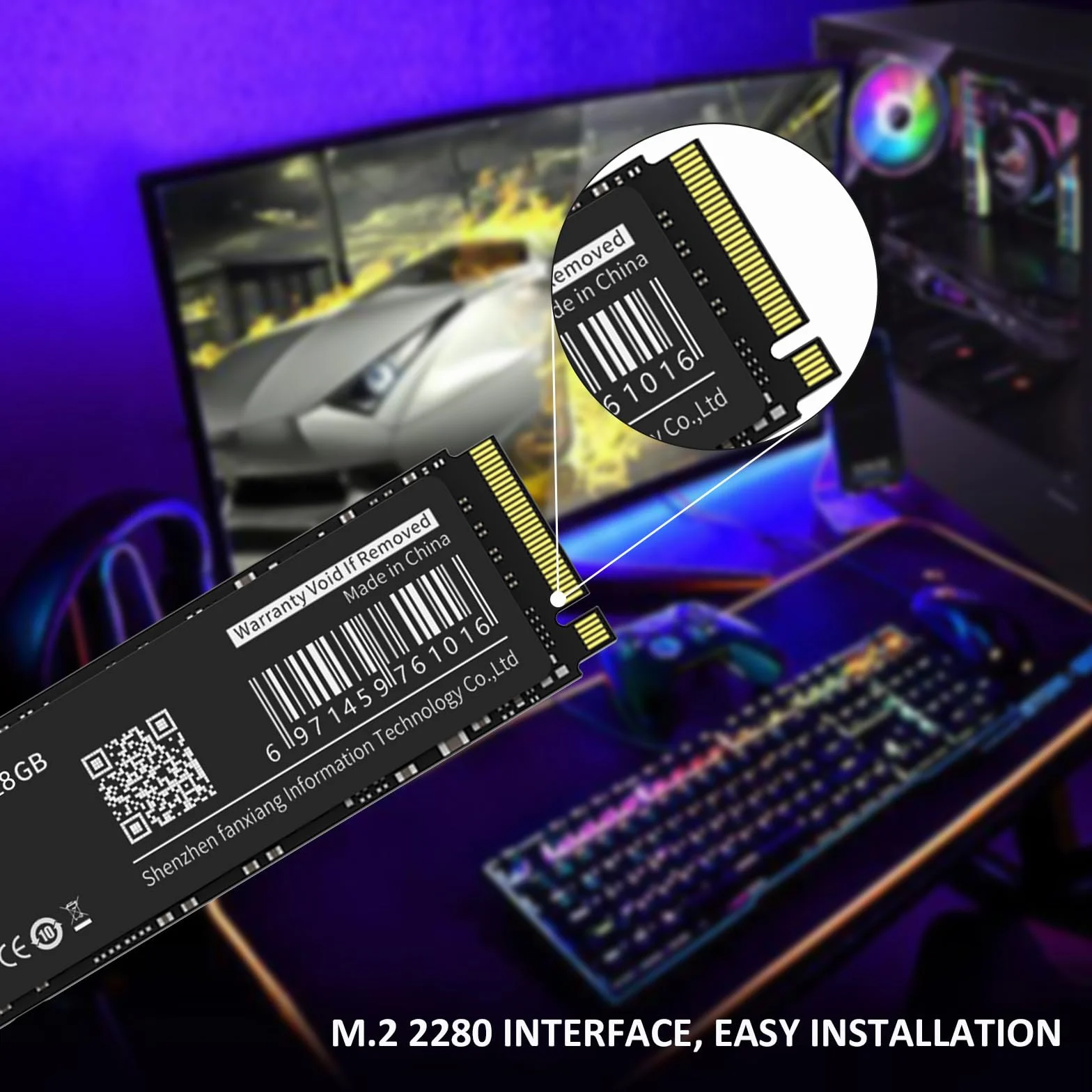 fanxiang M.2 SSD 128GB, PCIe Gen3.0 x4 2280, hasta 1200 MB/s de Lectura，SSD NVMe de 128 GB con Pasta térmica de grafeno，Ordenador Portátil y de Sobremesa, Disco Duro Interno