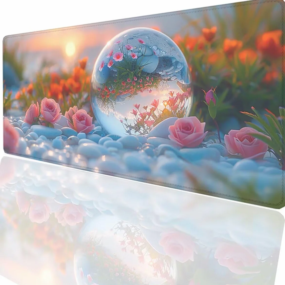 Alfombrilla Ratón Gaming XXL, Gaming Mouse Pad 1200x600x3mm, Protector Escritorio Antideslizante, Alfombrilla de Ratón Flor Planta Mousepad Grande, Tapete Raton para Jugadores de PC Oficina LMDT9099