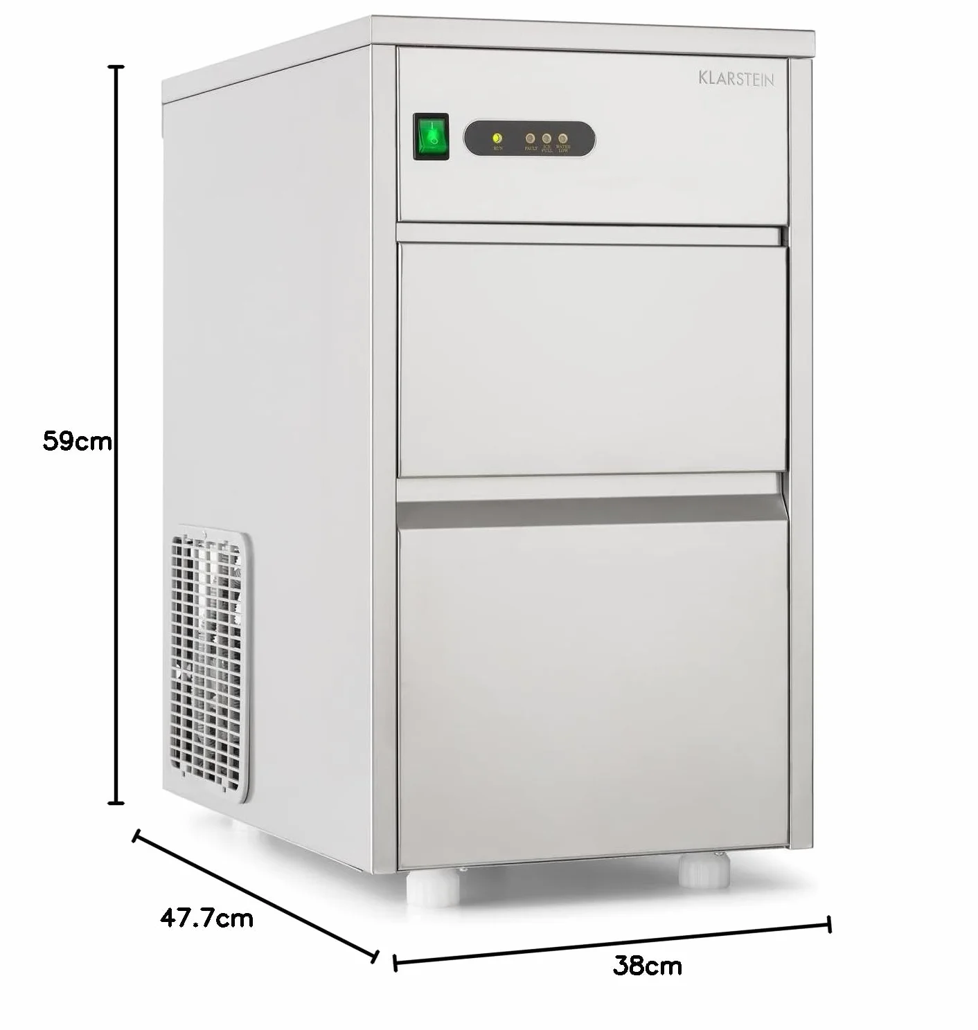 Klarstein Powericer XL Máquina industrial de cubitos de hielo 145W 20kg/24h Acero Inoxidable