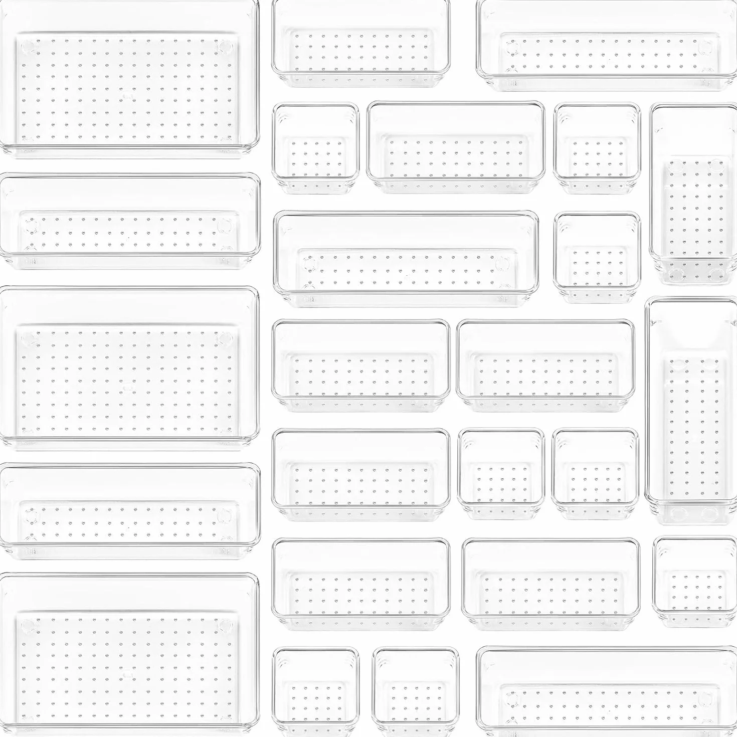 Vtopmart 25 Piezas Organizador de Cajones con 4 Tamaños, Bandejas de Almacenaje para Baño, Cocina
