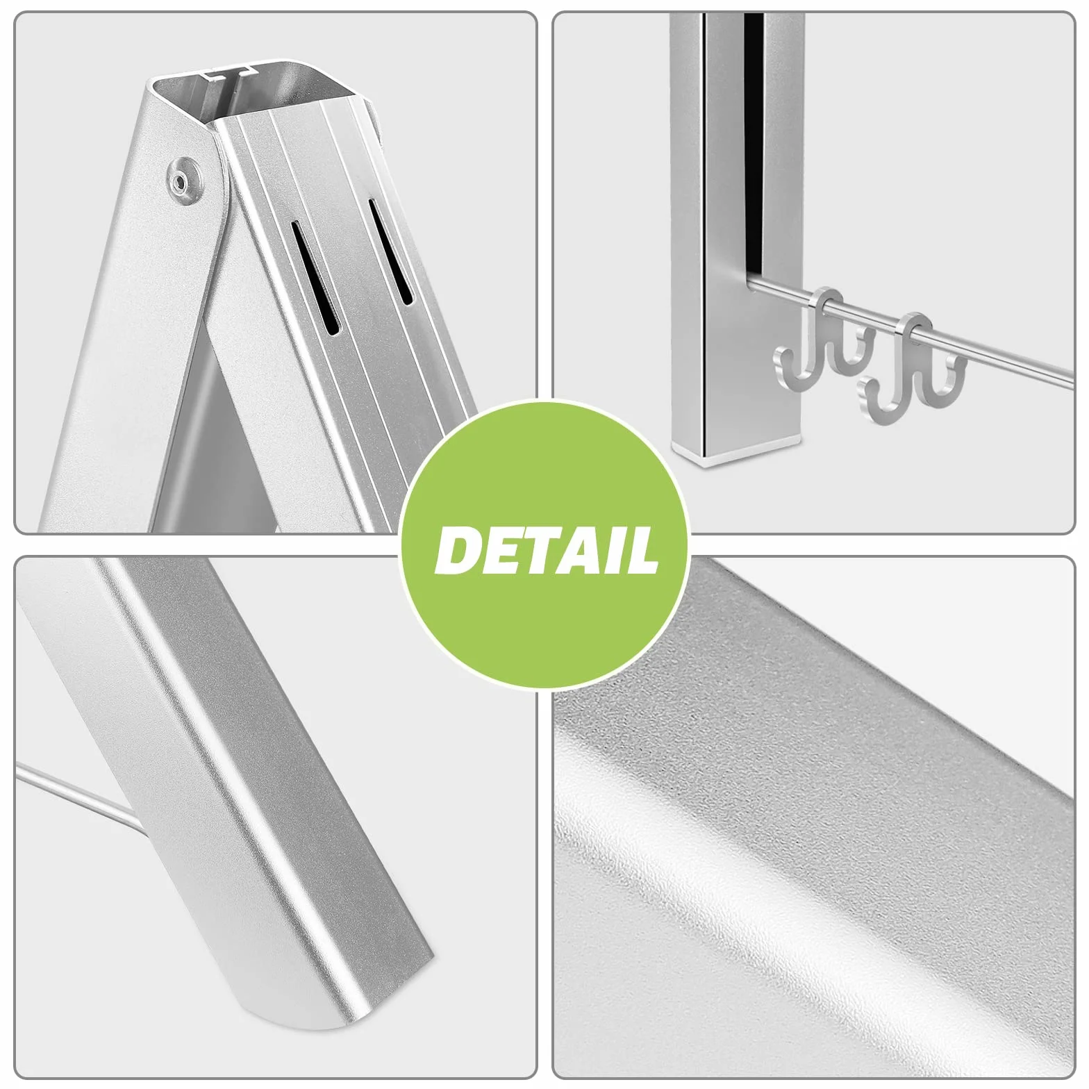 LIVEHITOP Perchero de Pared Plegable, Aluminio, Ahorrar Espacio para Sala, Baño, Oficina (Plata)