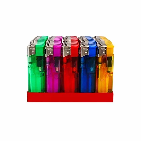 Mechero electrónico recargable con llama ajustable - Juego de 50 mecheros de colores