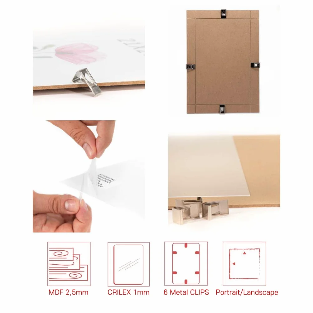 Marco de fotos de MDF con cristal CRILEX 20 x 30 cm fabricado en Italia