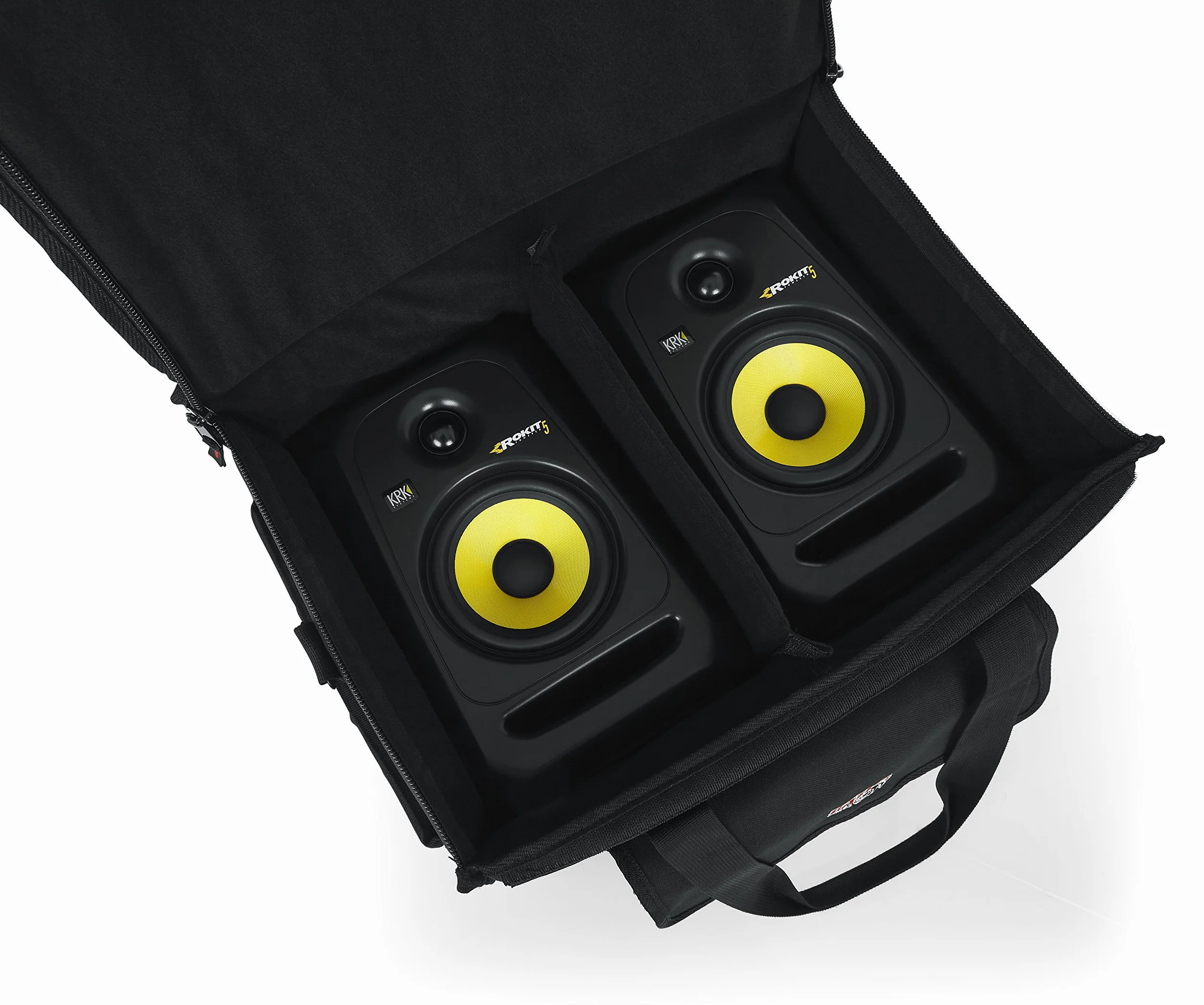 Gator Cases Studio Monitor Tote Bag Tiene capacidad para 2 monitores amplificados de hasta 5" de rango de controladores; se adapta a JBL, Mackie, KRK, y más (G-STUDIOMON1)