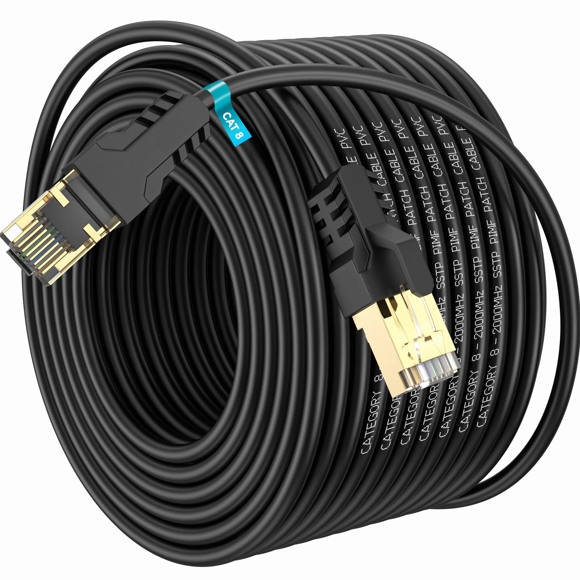Cable Ethernet 40 metros Cat 8 Cable de Red Cable Lan 40Gbps 2000MHz con Conector RJ45 Cat 8, Compatible con Steam Deck PC TV Box Router Servidor NAS