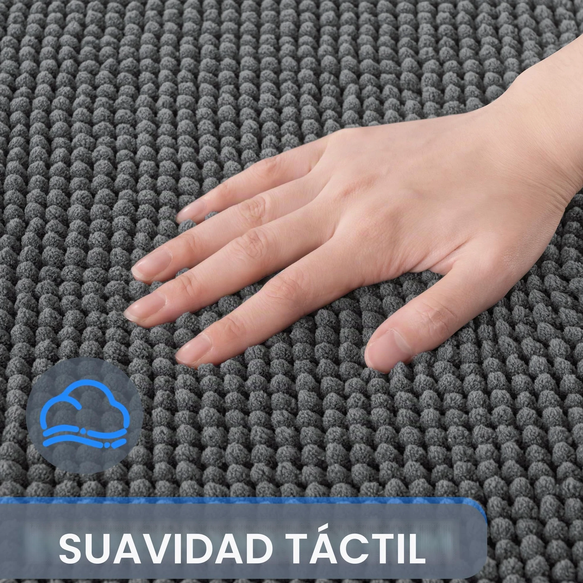 Alfombra de Baño de Chenilla Exclusivo Mezcla Secado Rápido Antideslizante 40x60 cm Gris