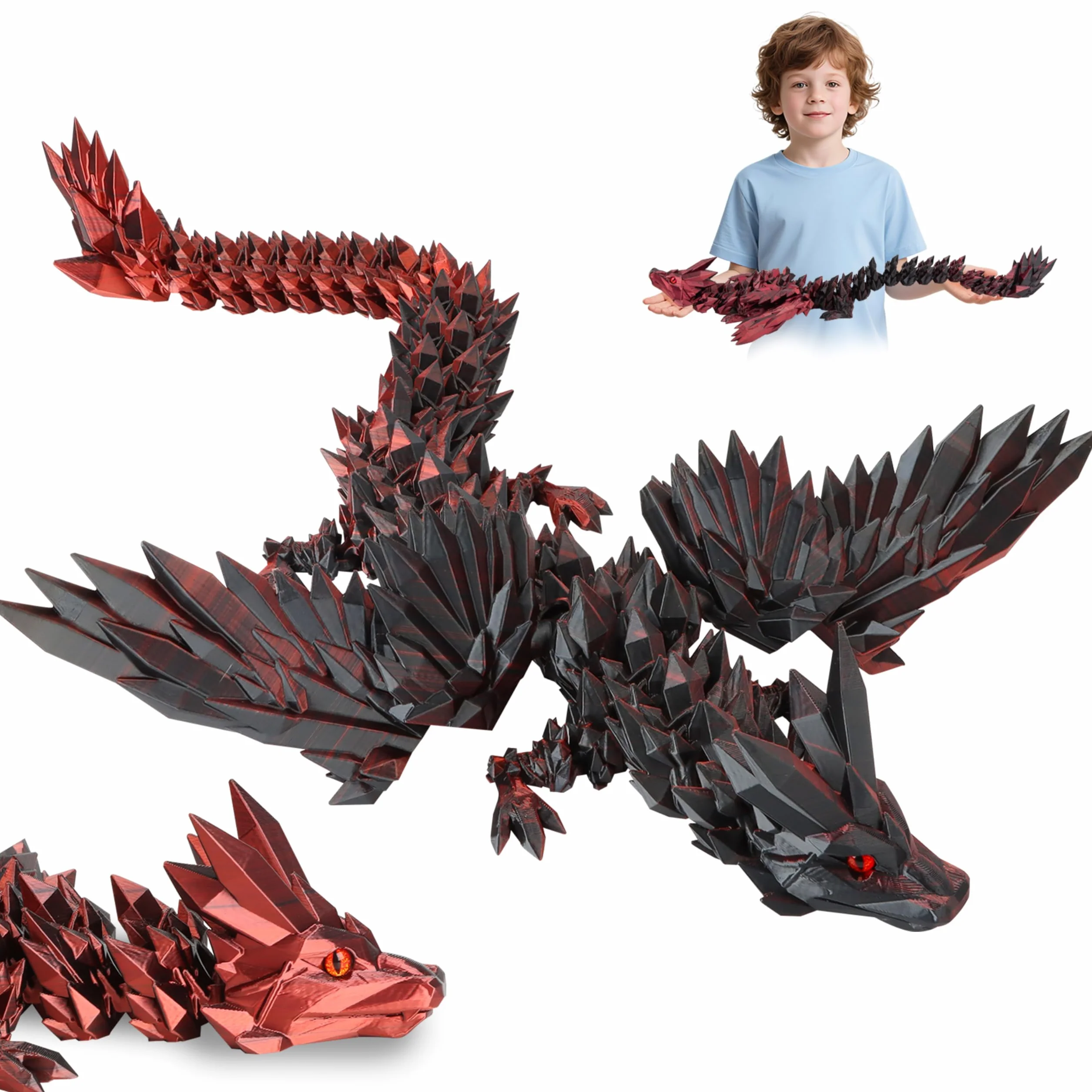 Dragón Impreso en 3D 60cm Articulado Alado, Decoración del Hogar, Juguete de Escritorio
