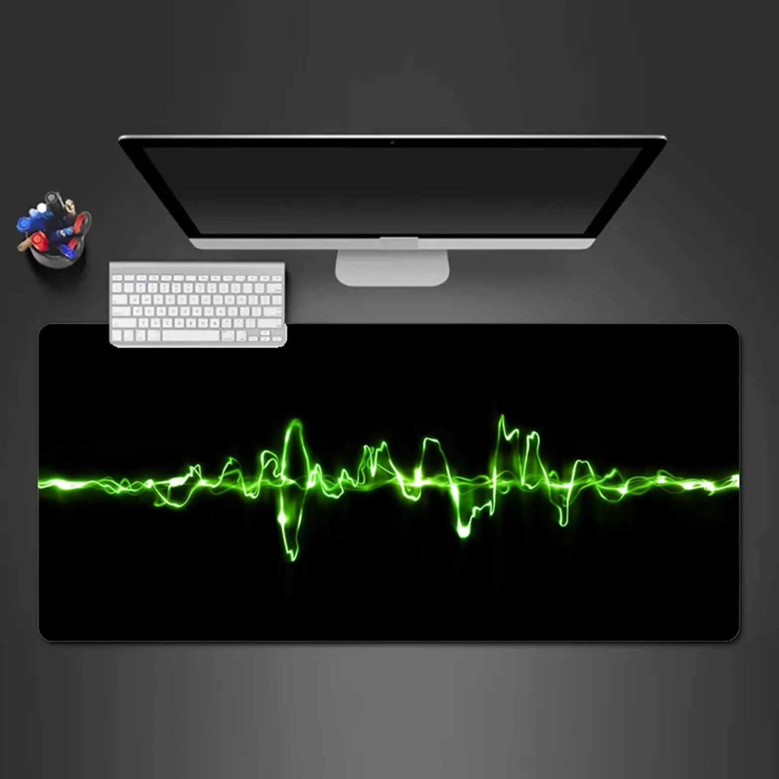 Alfombrilla Raton Gaming XXL 1200x600x3cm Alfombrilla de Ratón Grande Alfombrilla Gaming de Escritorio con Base Antideslizante para Gamers PC y Portátil (Línea Verde)
