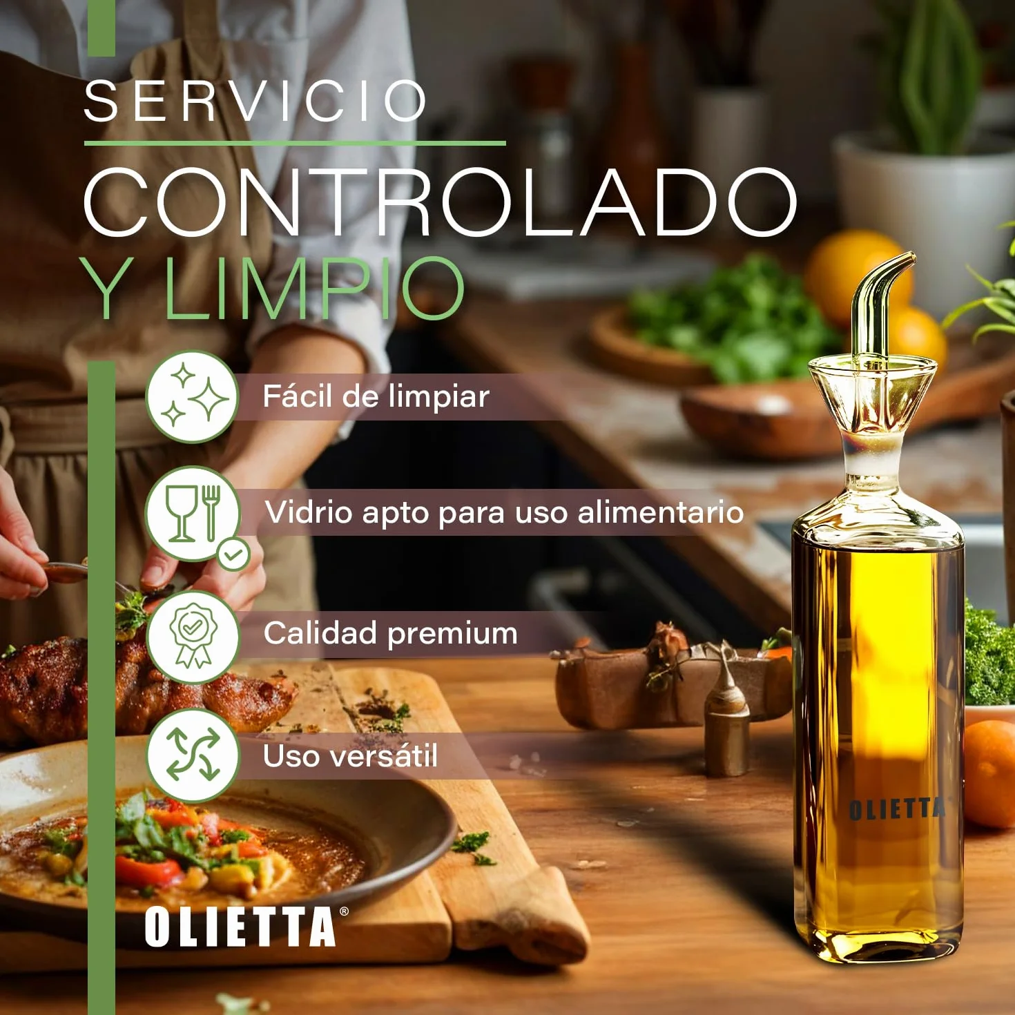 Aceitera antigoteo de cristal 500ml a prueba de fugas para aceite de oliva y vinagre