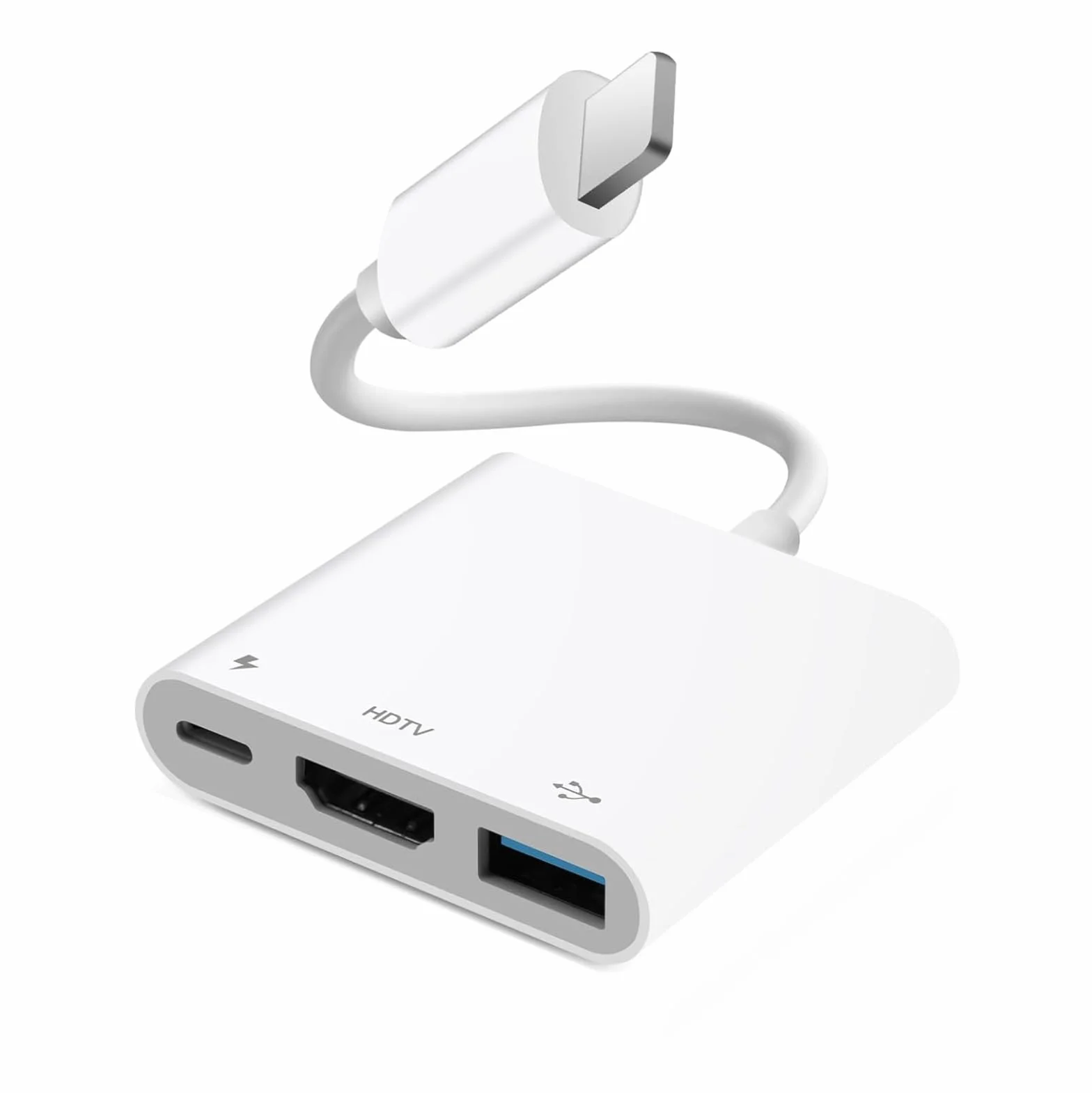 [Certificado Apple MFI] Light-Ning Digital AV Adapter Hub para iPhone iPad, 3 en 1 Light-Ning Hub con Salida HDMI, USB OTG y Puerto de Carga, soporta vídeo, Aplicaciones, Fotos, Juegos, Espejo de