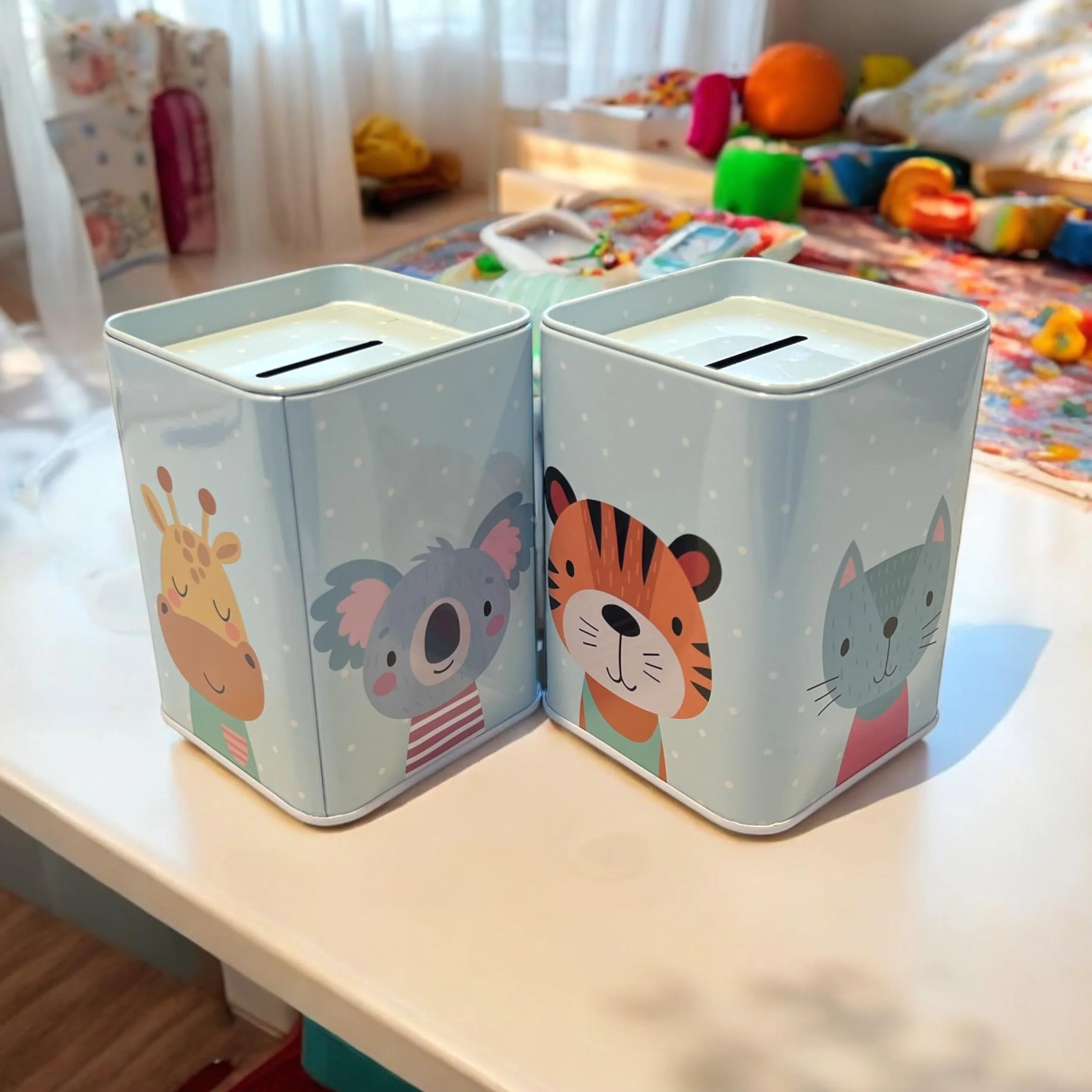 Hucha Lata Infantil Original Animalitos Verde con Tapa