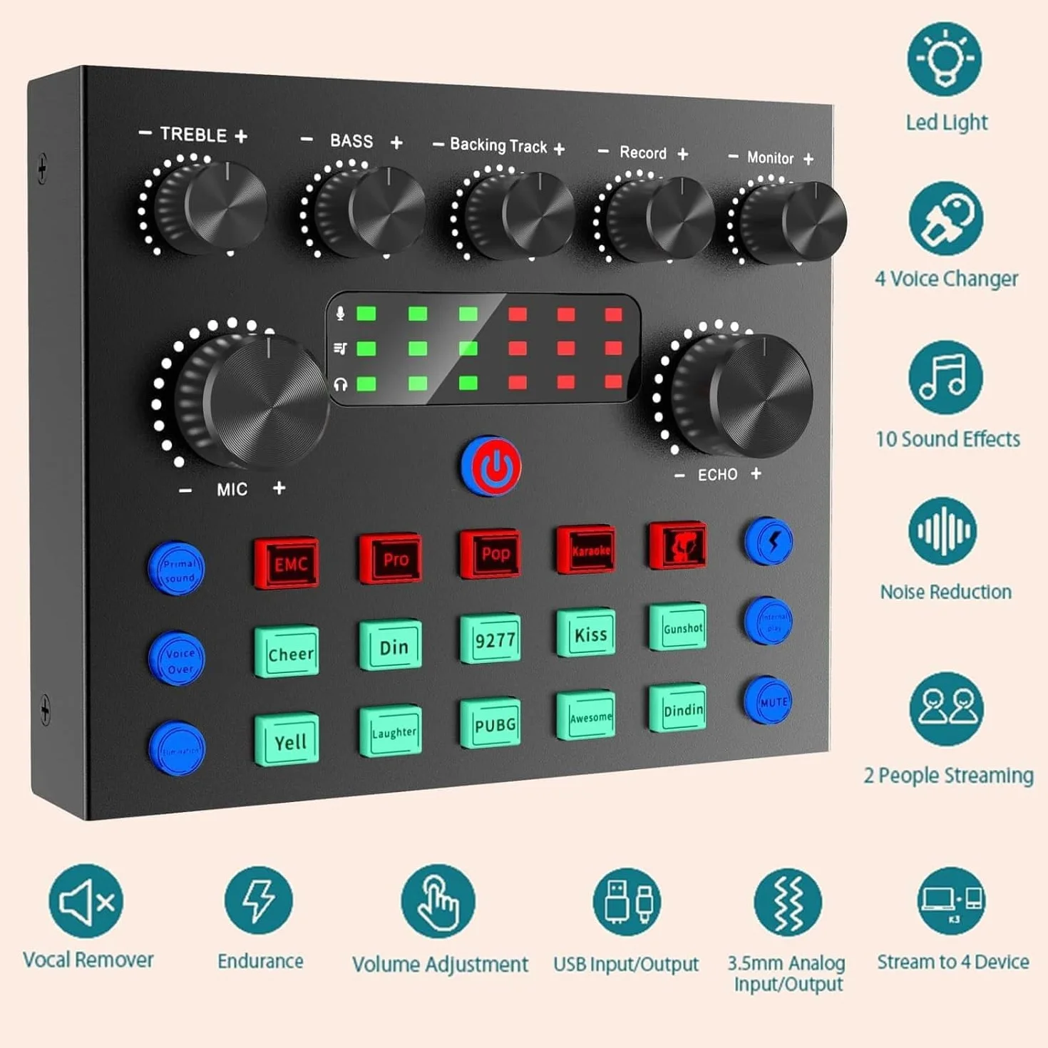 Paquete de Equipo de Podcast Microfono Pc Karaoke Sets De Dj Microfono Streaming, focombance Cambiador de Voz y micrófono de Condensador Set de micrófonos de Podcast para Gamers podcasting Streaming