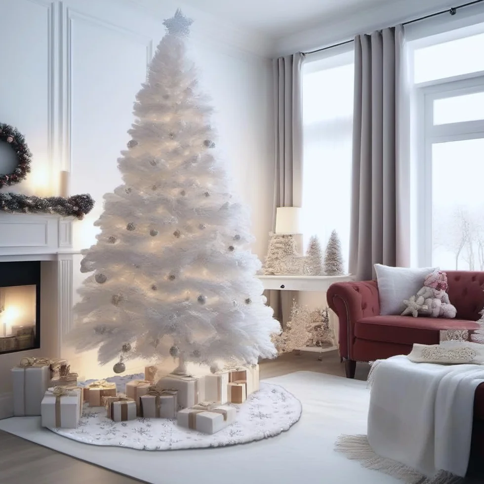 Falda de árbol de Navidad 90 cm alfombra copo de nieve plata
