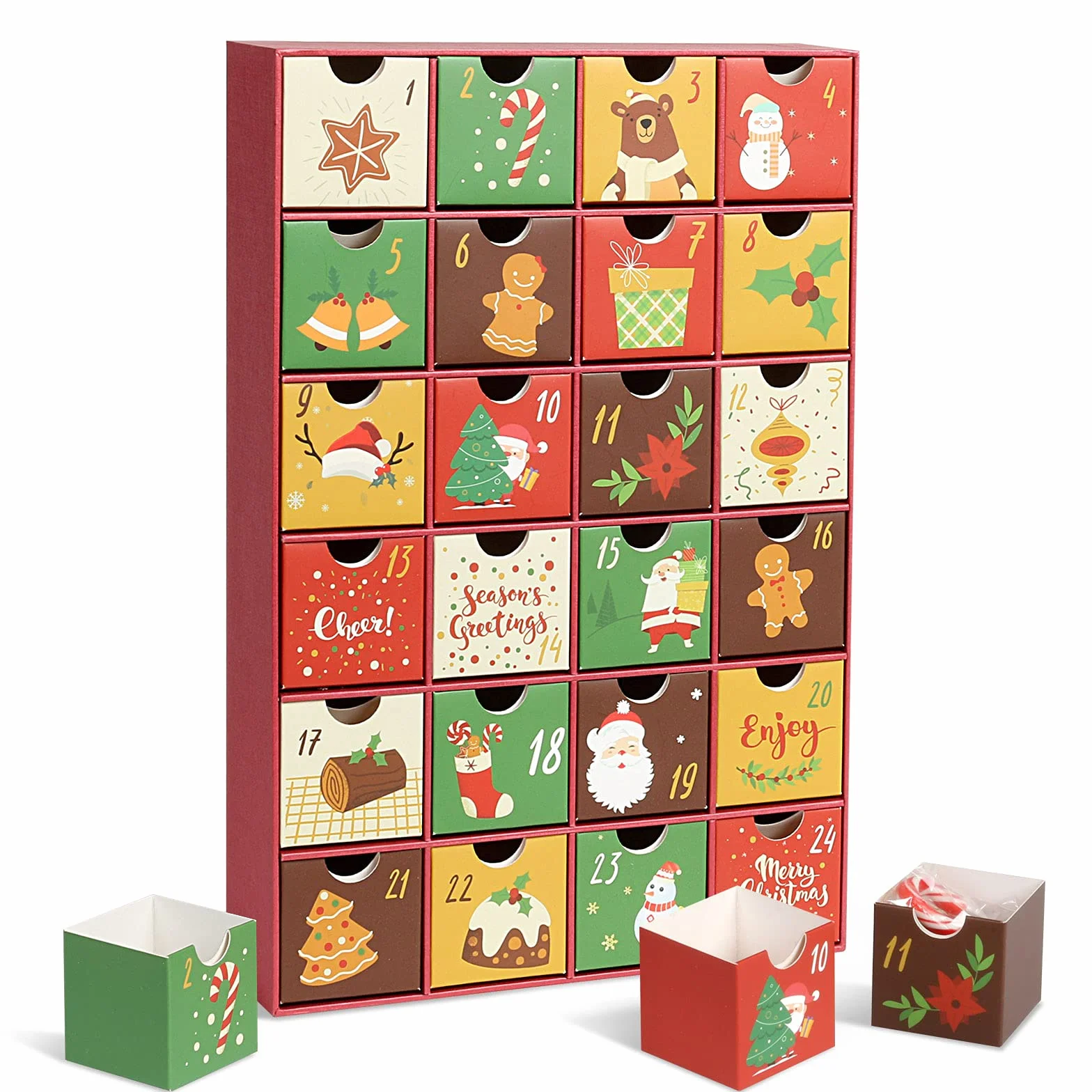 LEMESO 24 Cajas de Calendario de Adviento de Cartón para Rellenar con Números 1-24
