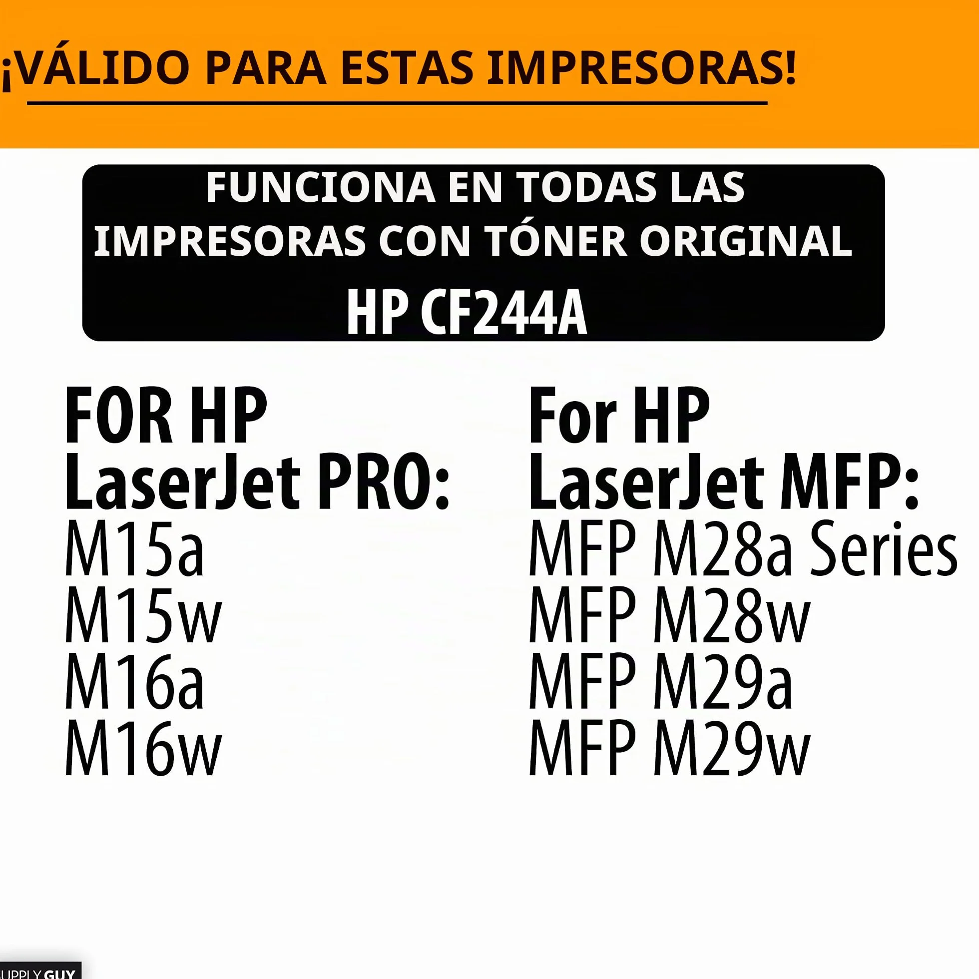 Supply Guy Toner Compatible con CF244A HP 44A para HP LaserJet Pro M15a M15w MFP M28a MFP M28w Negro Multipack (2X Cartuchos de Toner con Chip)