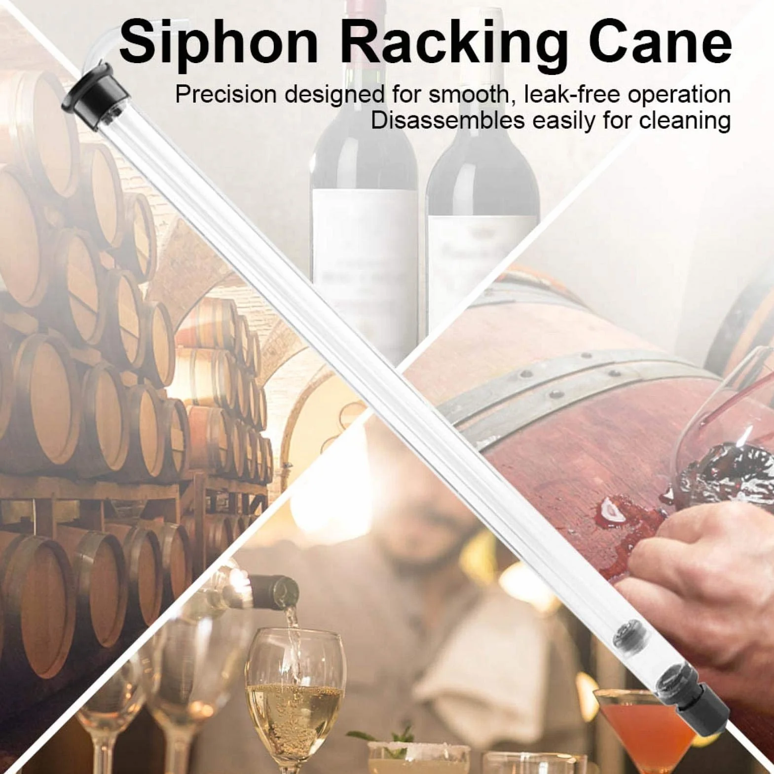Auto Siphon Racking Cane 13.8 de Longitud para Cerveza Vino Cubo Carboy con Tubería de Plástico
