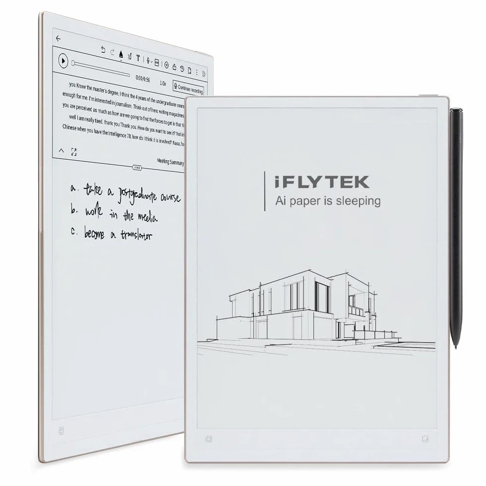 iflytek AINOTE 2 10.65" Tablet de Papel Toma de Notas con IA para Reuniones Delgado de 4.2 mm Cuaderno Digital con Voz a Texto Transcripción en 16 Idiomas Escritura Manual a Texto (Lápiz Incluido)