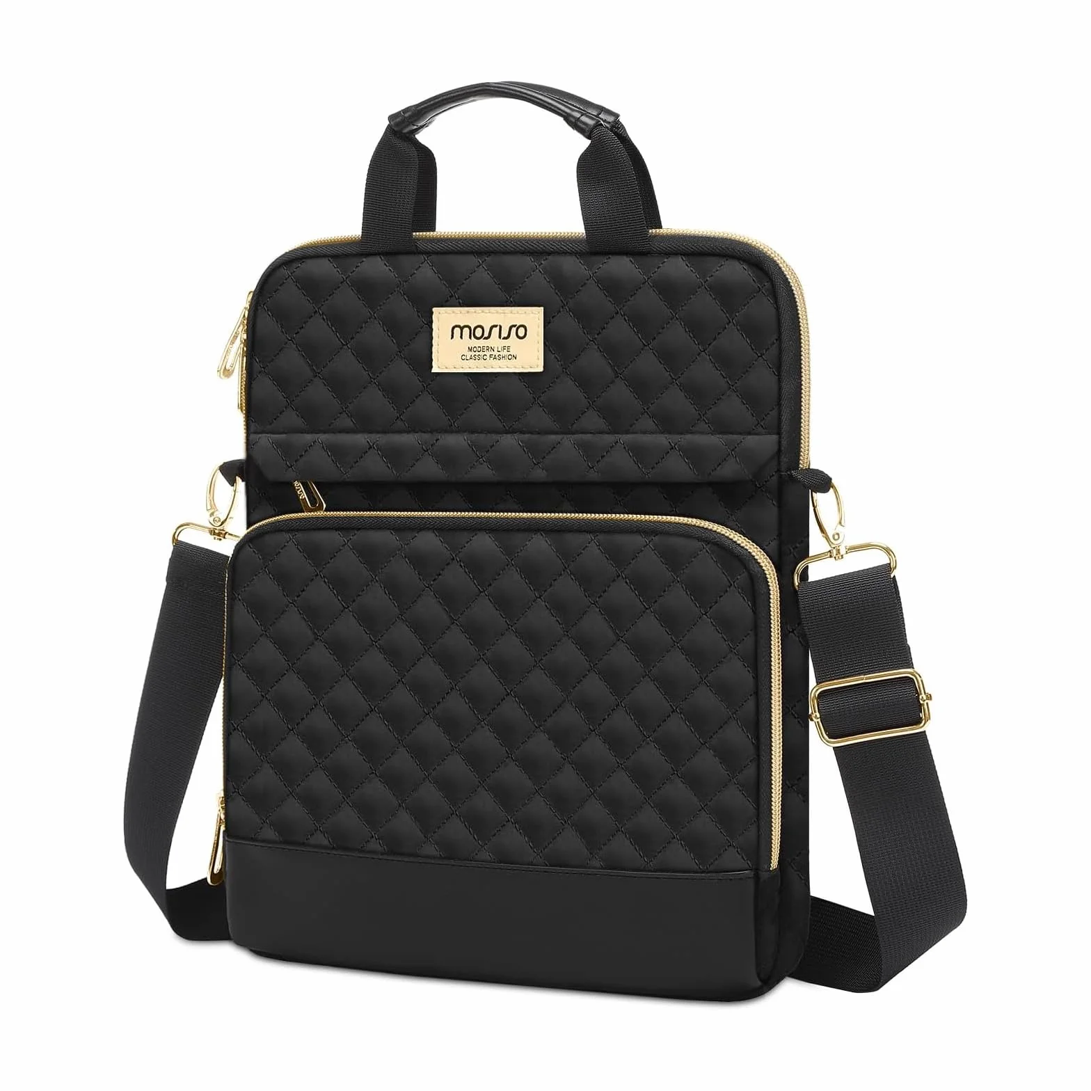 MOSISO 12,9 Pulgadas Funda Tablet Compatible con 13 Pulgadas iPad Pro M4&Air M2 2024, iPad Pro 12,9 M2&M1 2022-2018, Funda Acolchada Cuadrada con 2 Bolsillos Delante,Negro