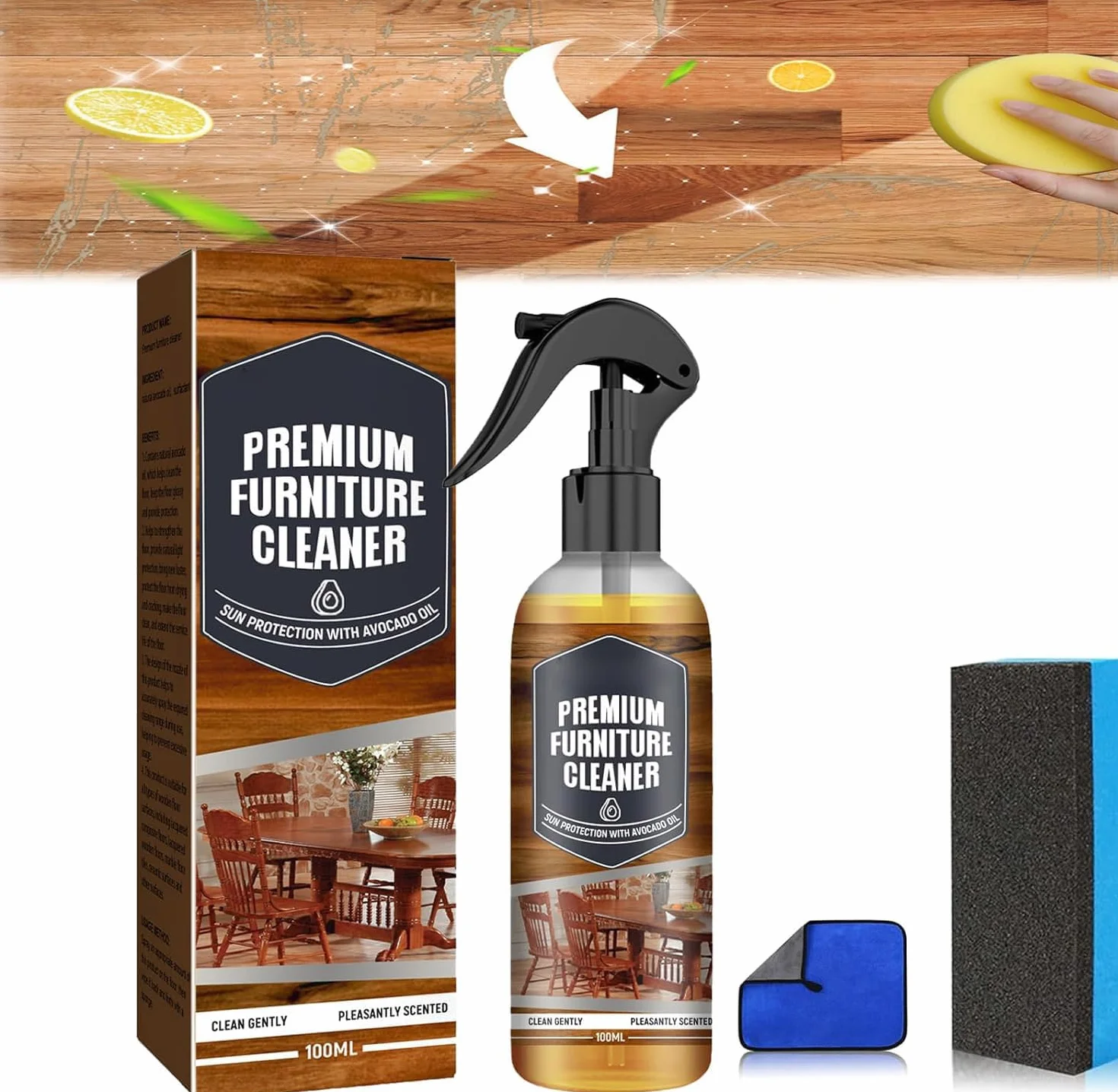 Pulidor de cera de abeja natural de 100 ml para muebles, espray de cera de abeja natural, limpiador de muebles premium, spray de cera de abeja micromolecularizada natural, para suelo, mesa, silla,