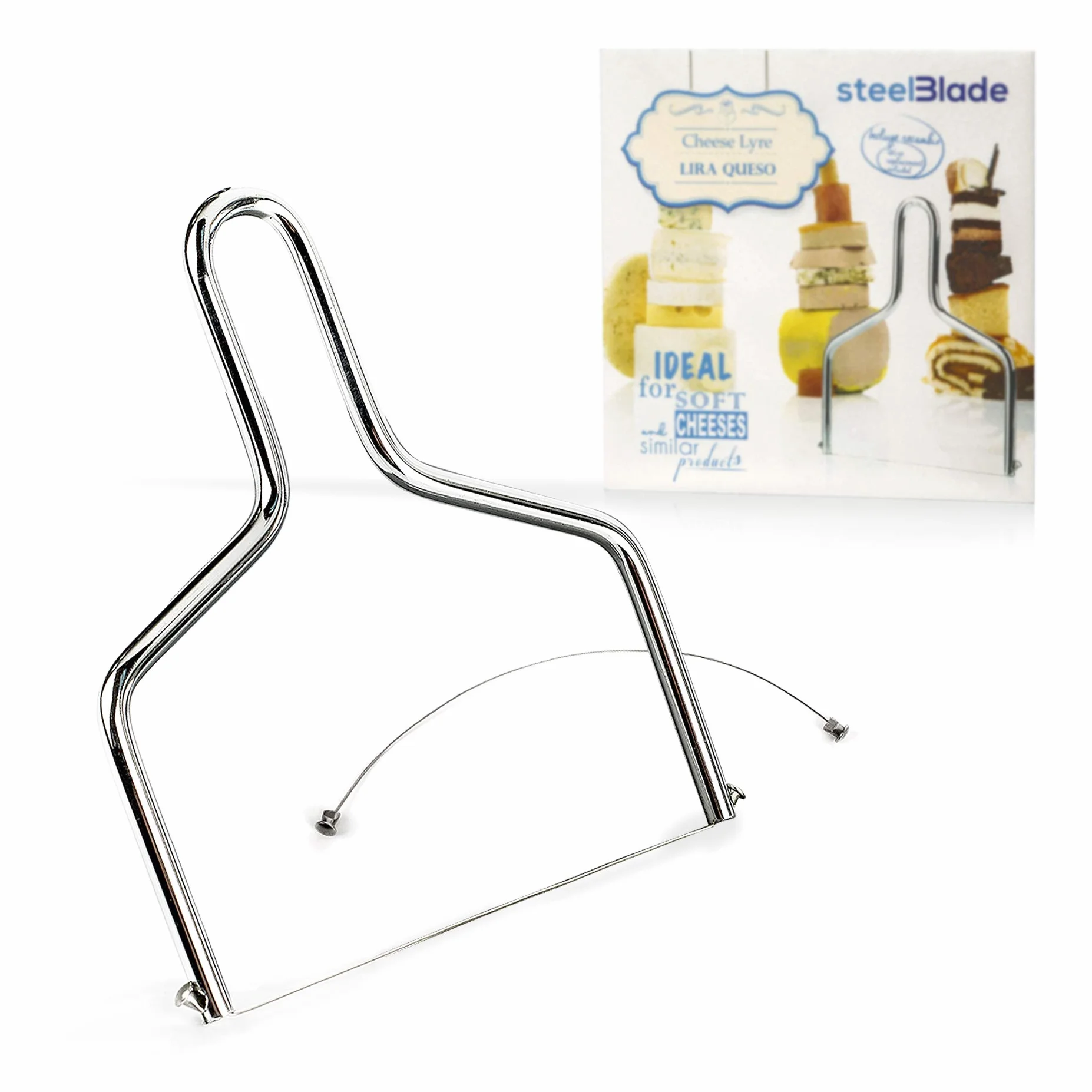 Lira de Queso Acero Inoxidable + Recambio - Cuchillo para Queso, Tartas, Pasteles