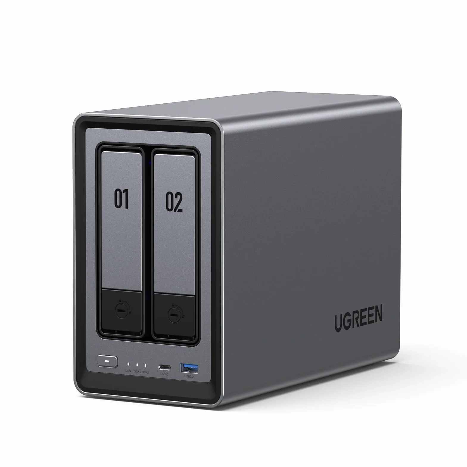 UGREEN NASync DXP2800, NAS de Escritorio de 2 bahías, CPU Intel N100 de Cuatro núcleos, 8 GB de RAM DDR5, 2,5 GbE, 2 Ranuras M.2 NVMe, HDMI 4K, Almacenamiento Conectado a Red (sin Disco)