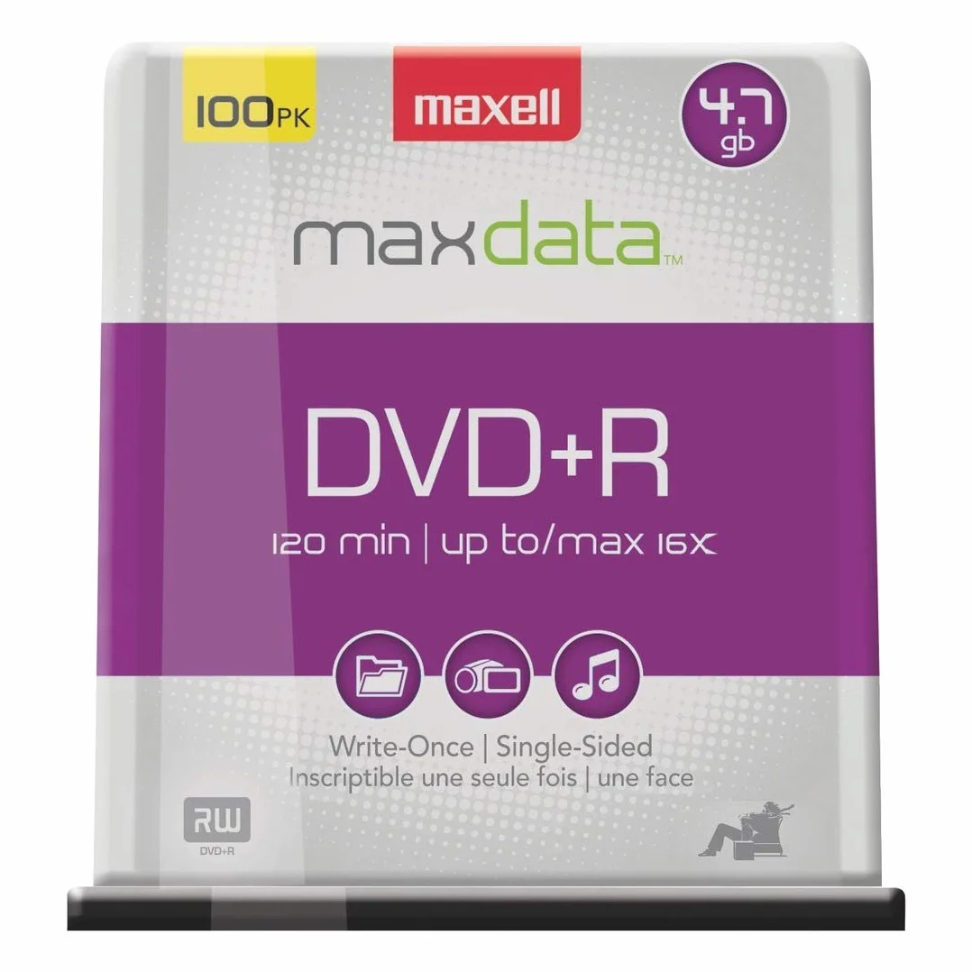 Maxell 639016 4.7 GB DVD+R Discs - 100 Pack