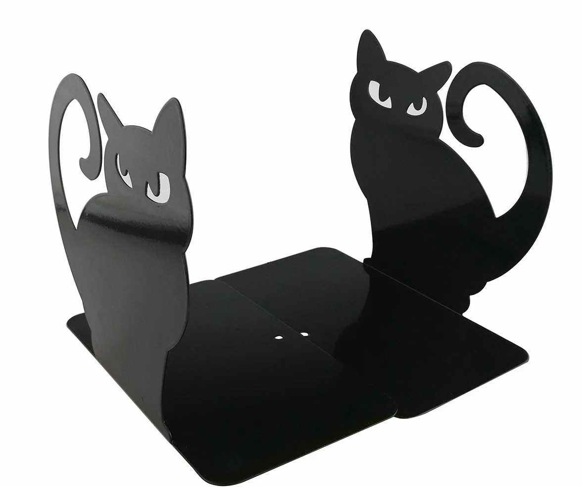 Metal Sujetalibros Antideslizante Engrosamiento Gato Persa Negro Hierro