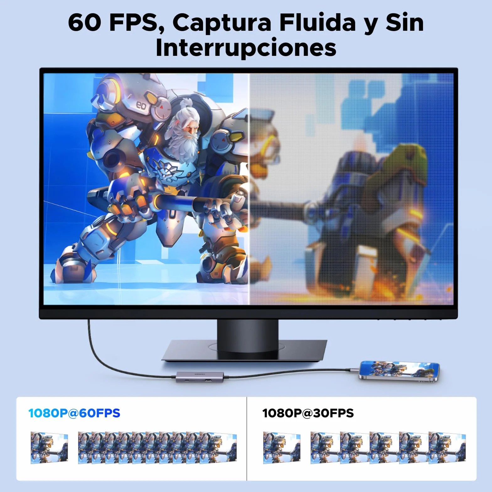 UGREEN Tarjeta de Adquisición de Vídeo USB C 4K 30Hz Entrada USB C A 3.1 2K 60Hz Grabación y Streaming Capturadora Video HDMI y Boucle Compatible con Switch PS5 4 Xbox MacBook iPad Air Quest 3 Cámara
