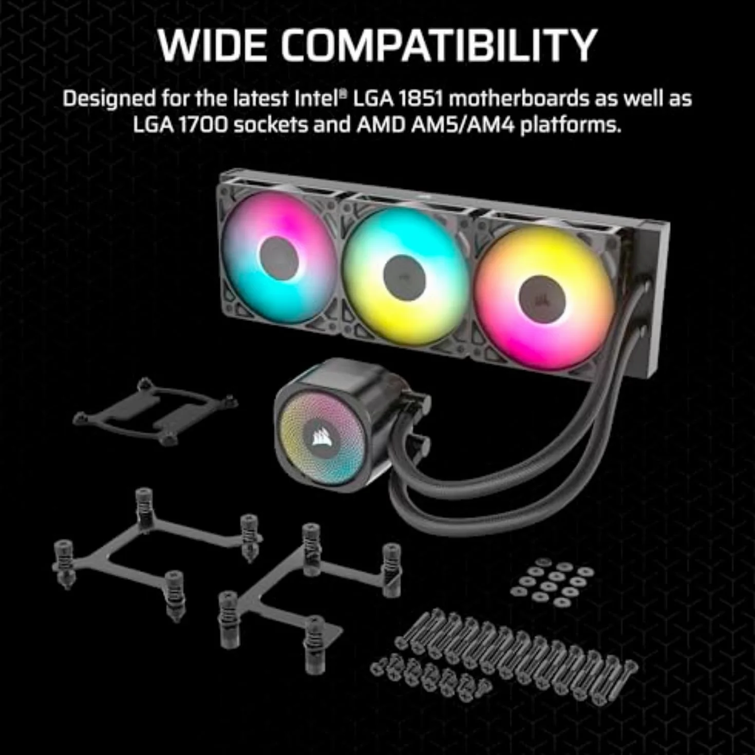 CORSAIR Nautilus 360 RS ARGB Refrigeración Líquida de CPU – 360mm AIO – Conexión Directa a la Placa Base – Intel LGA 1851/1700, AMD AM5/AM4 – 3X RS120 ARGB Ventiladores Incluidos – Negro