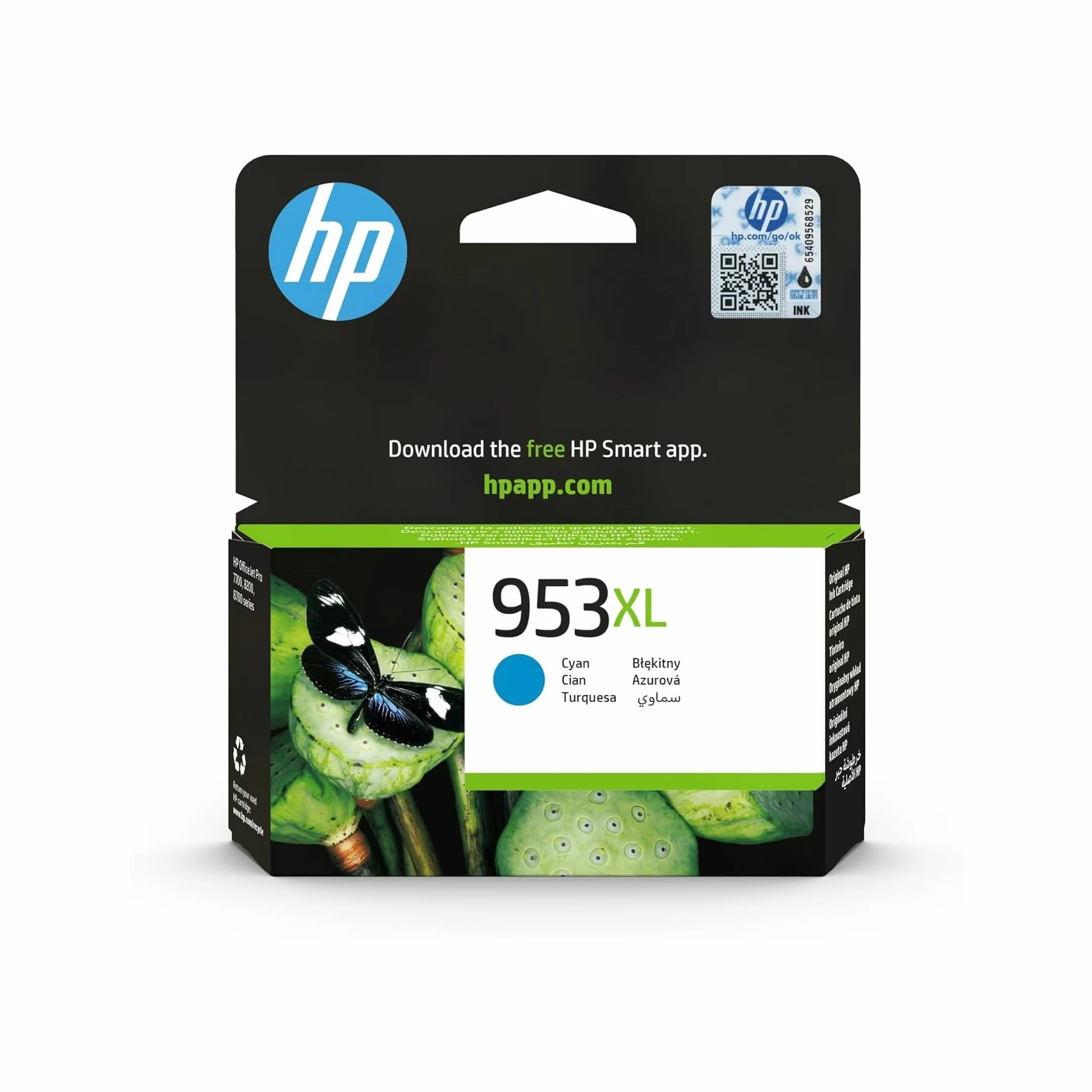 HP.F6U16AE 953XL Cartucho de Tinta Original de alto rendimiento, 1 unidad, cian