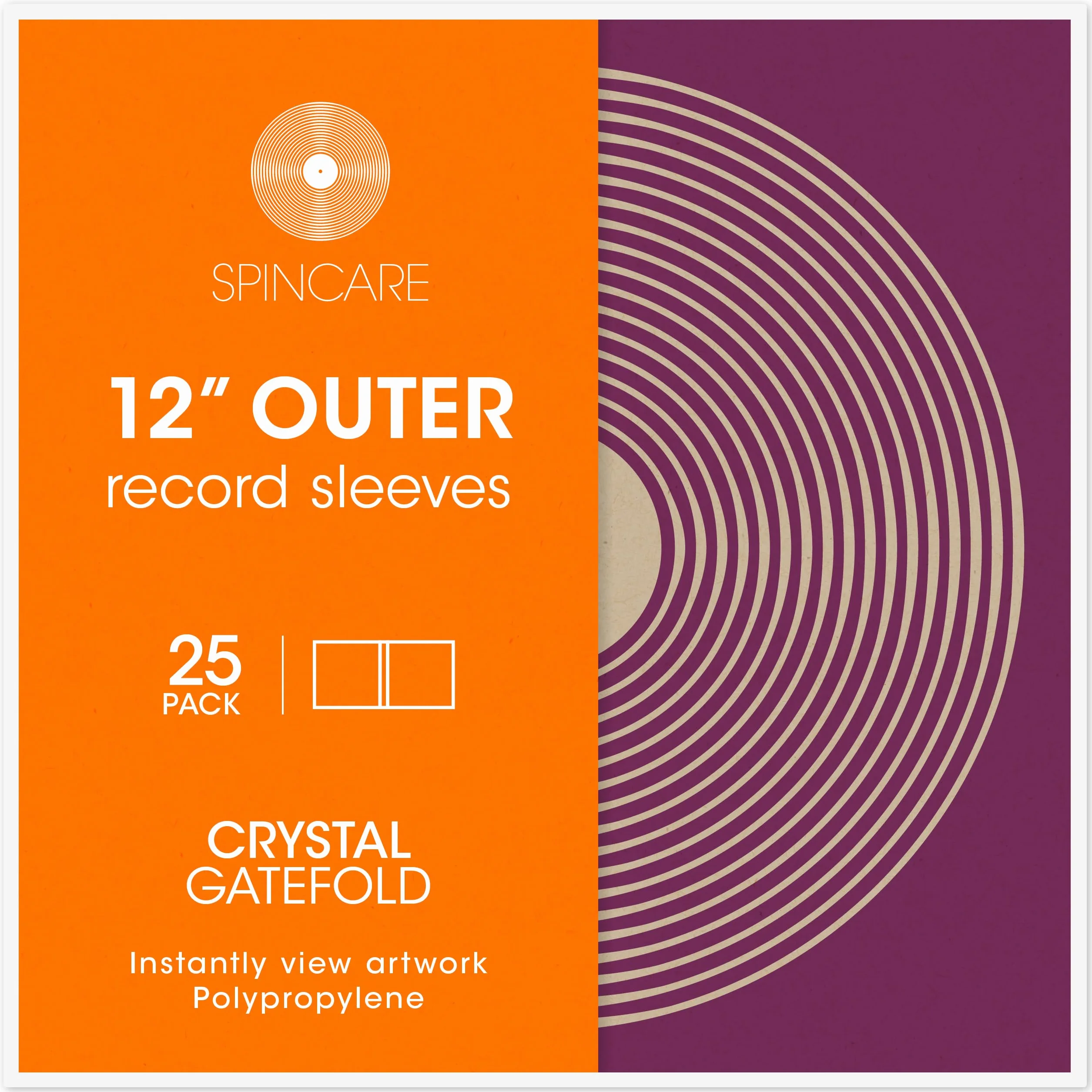 25x Gatefold Fundas Exteriores de Vinilo de 12'' | Spincare Cubiertas Crystal para Álbumes Simples y Dobles | Fundas de Plástico Sin Ácido | Polipropileno Transparente