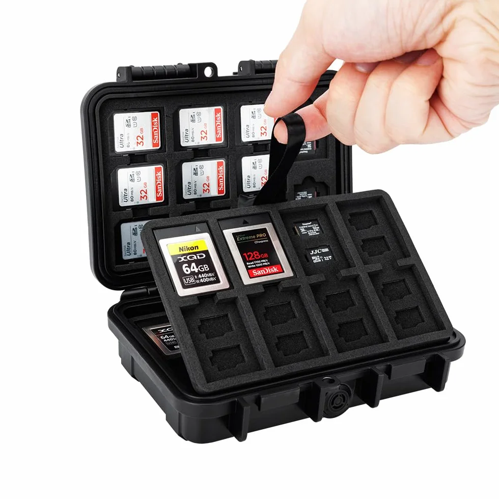 KIWIFOTOS Funda rígida Impermeable para Tarjetas de Memoria portátil con 114 Ranuras para Tarjetas SD, 76x Micro SD y 16x CF Express Tipo B y XQD, Espuma EVA, a Prueba de Golpes, Gran Capacidad de