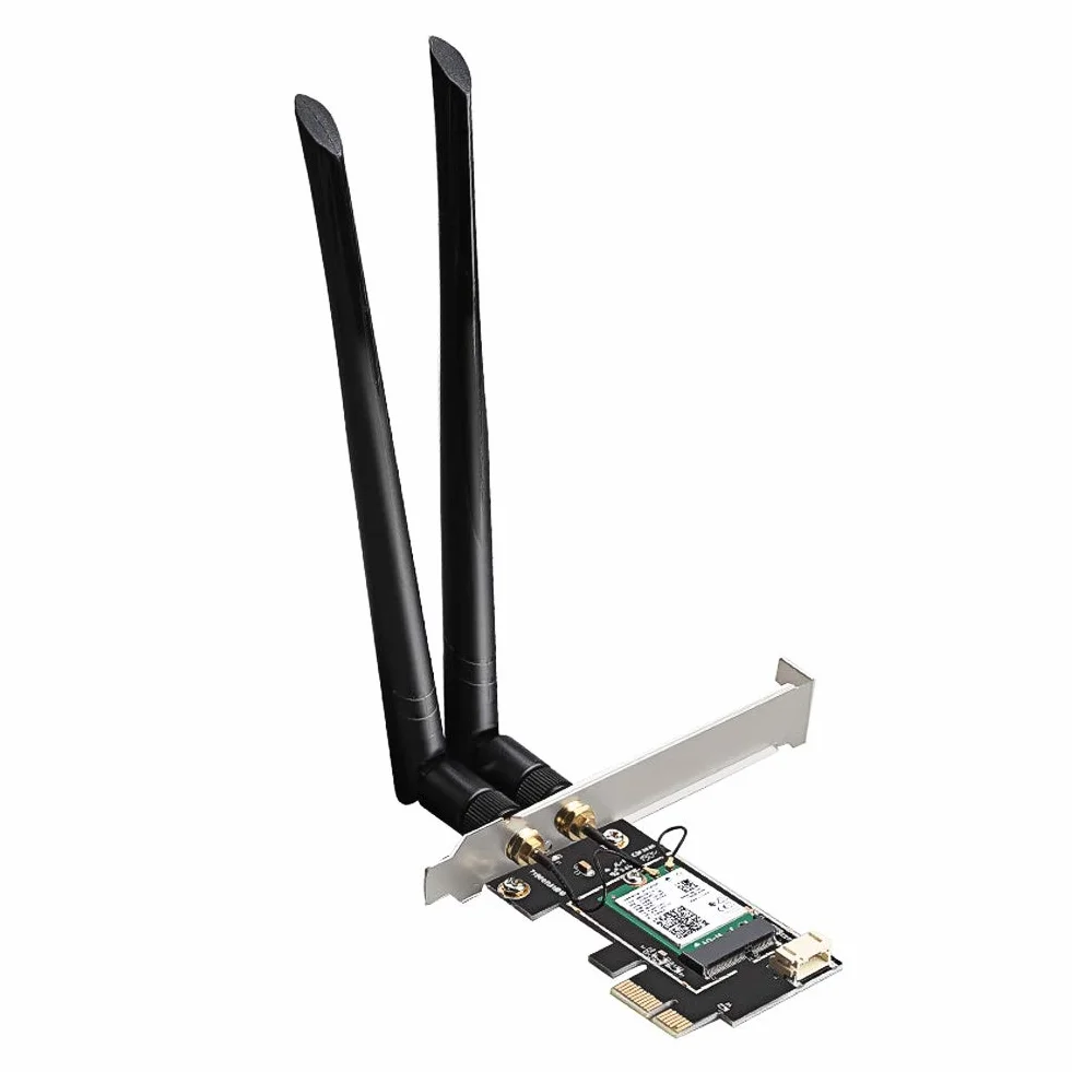 Cocoarm Tarjeta de Red de Antena Dual Tarjeta de Red Inalámbrica para AX200 WiFi 6 PCIe X1 y USB BT 5.0 2.4G 574M 5G 2400M para Usuarios de Escritorio de Oficina y Transmisión de Juegos