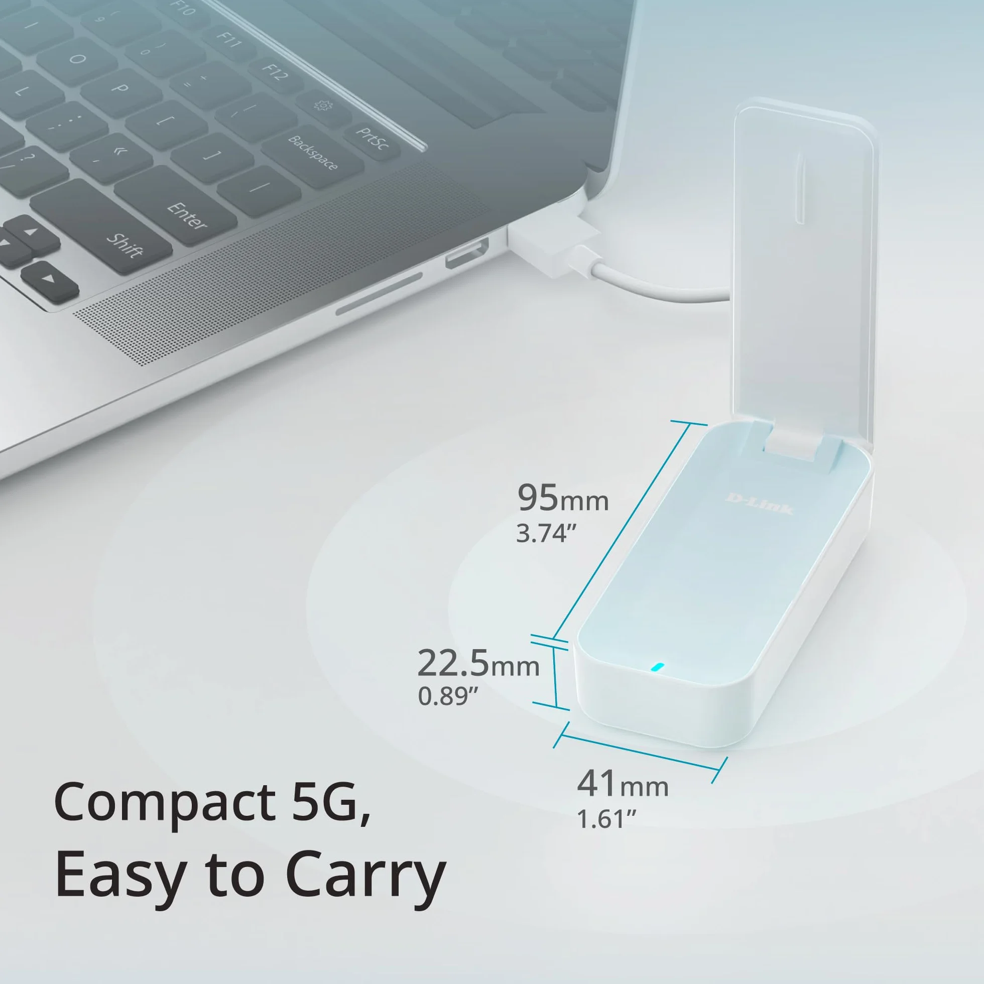 D-Link D501 Adaptador USB 5G NR – Internet móvil 5G/4G LTE ultrarrápido, Plug & Play, USB-C, Antena Plegable, Nano SIM, Compatible con Windows/macOS/Linux
