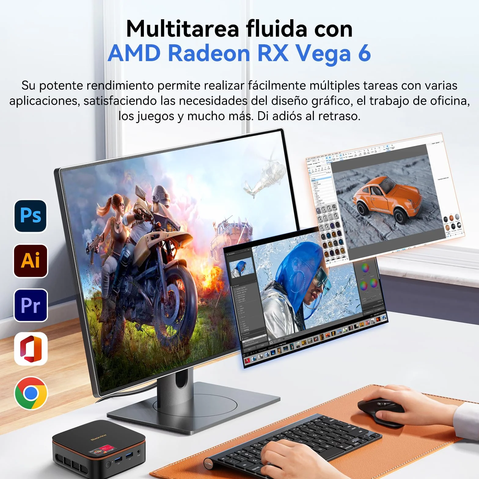 Blackview MP20 Mini PC AMD Ryzen 3300U W-11 Pro (Defeat N95/N150), 16GB RAM 512GB SSD Mini Ordenador de Sobremesa, 4K@60Hz UHD, USB 3.2+HDMI+DP+RJ45 para Negocios/Escuela/Oficina-Garantía de 3 años