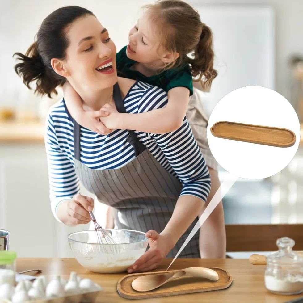 SwirlColor Reposa cucharas soporte de madera lisa para utensilios de cocina