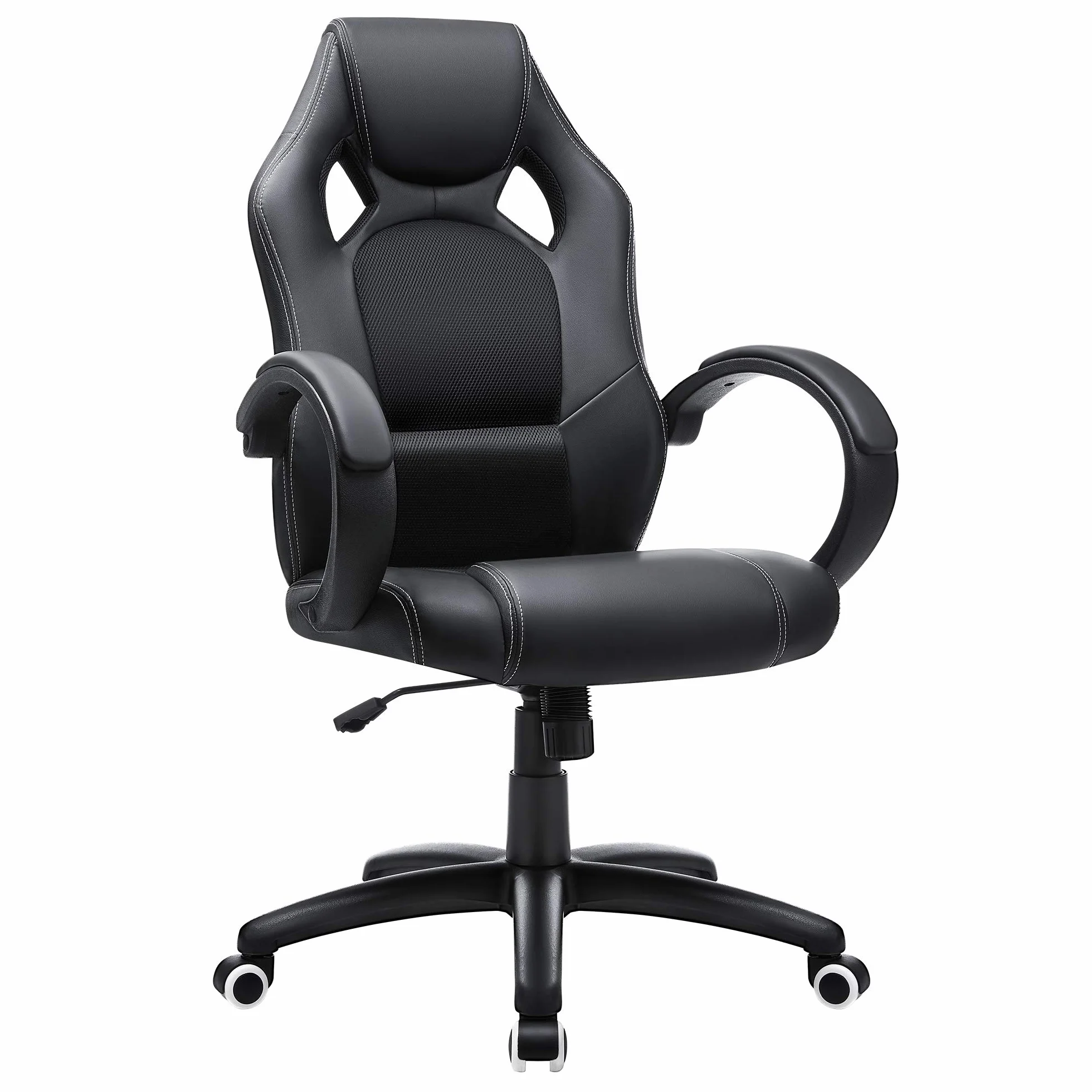 SONGMICS Silla de Escritorio Ergonómica Regulable con Ruedas OBG56B Negro