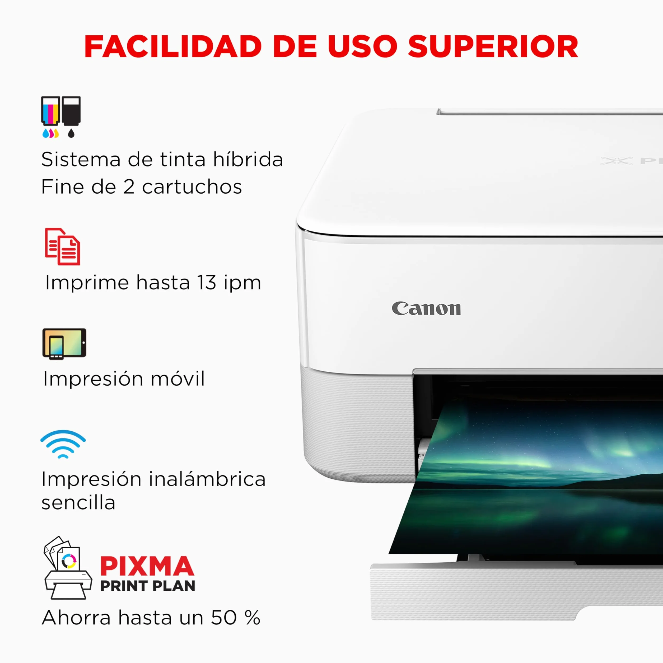 Canon PIXMA TS5351i – Impresora Multifunción para Uso Doméstico con Pantalla OLED | Conexión Inalámbrica desde tu Smartphone | Con PIXMA Print Plan