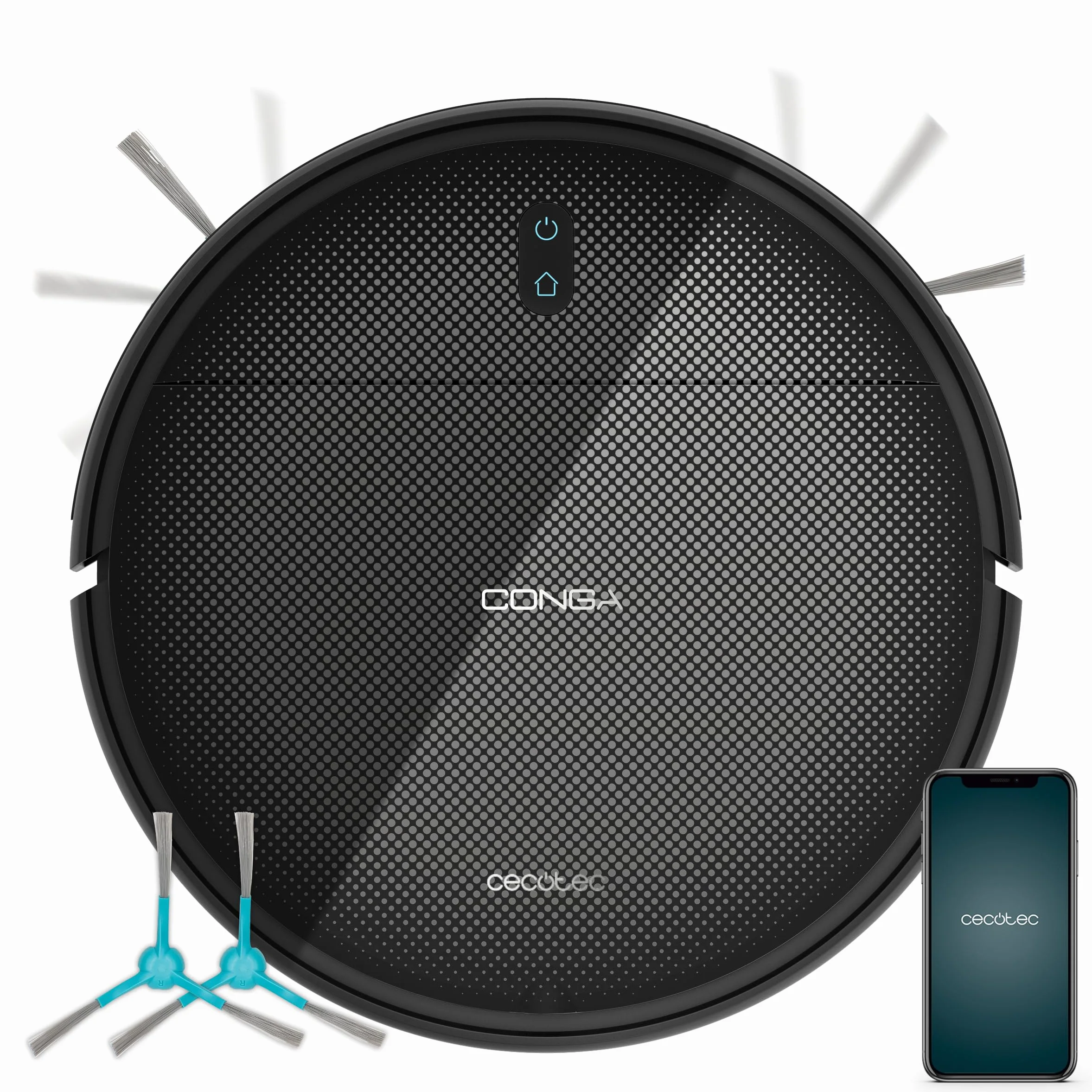 Cecotec Robot Aspirador Conga M10 Advance. Navegación Giroscópica Ordenada, Presión de Succión 3000Pa, Autonomía 150mins, Sensores Anticaídas y 2 Cepillos Laterales, App Control