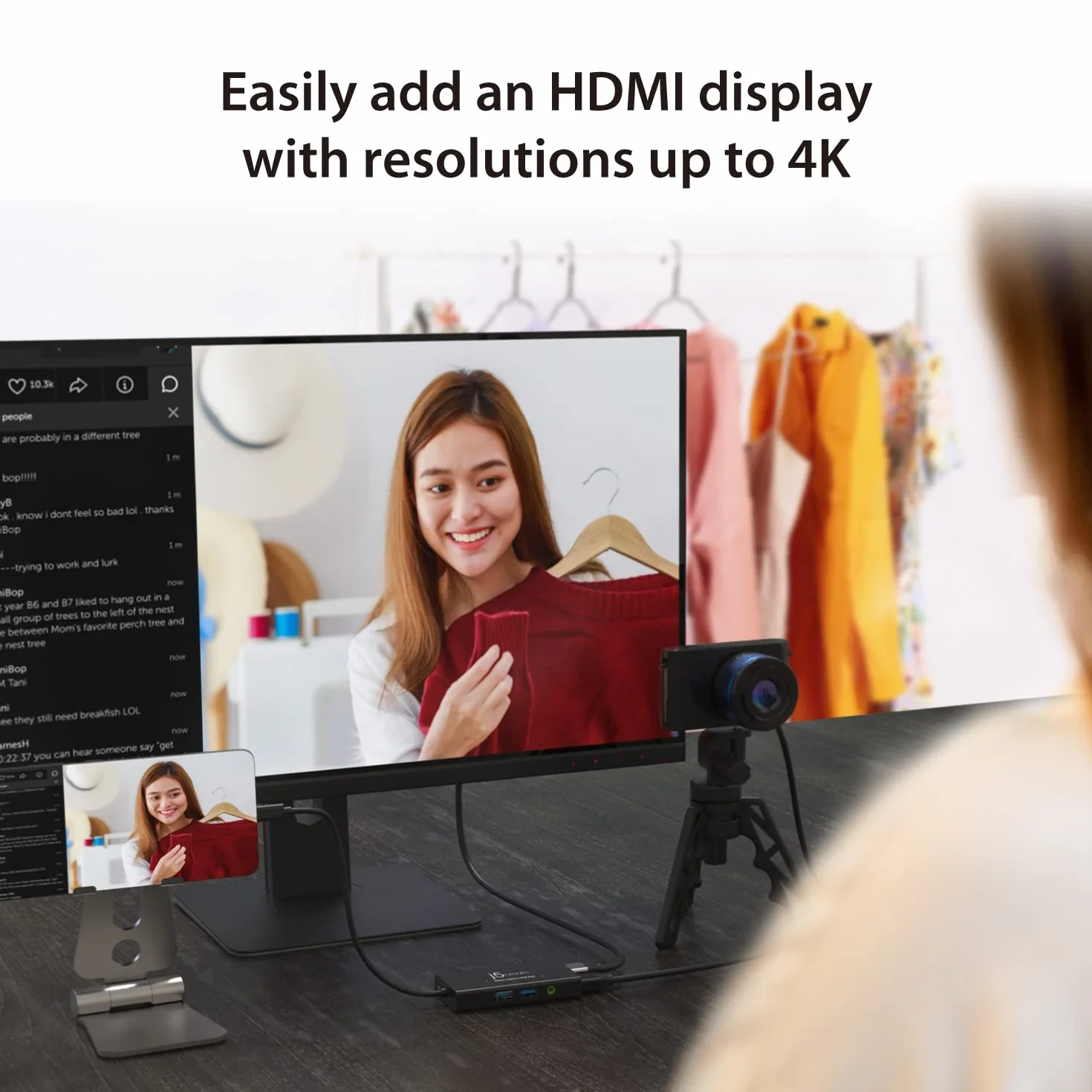 j5create Tarjeta de Captura de vídeo con Carga de Paso PD 60W, hub multifunción Incorporado, Apto para Streaming, transmisión en Vivo, videoconferencia, enseñanza, Juegos (JVA01)