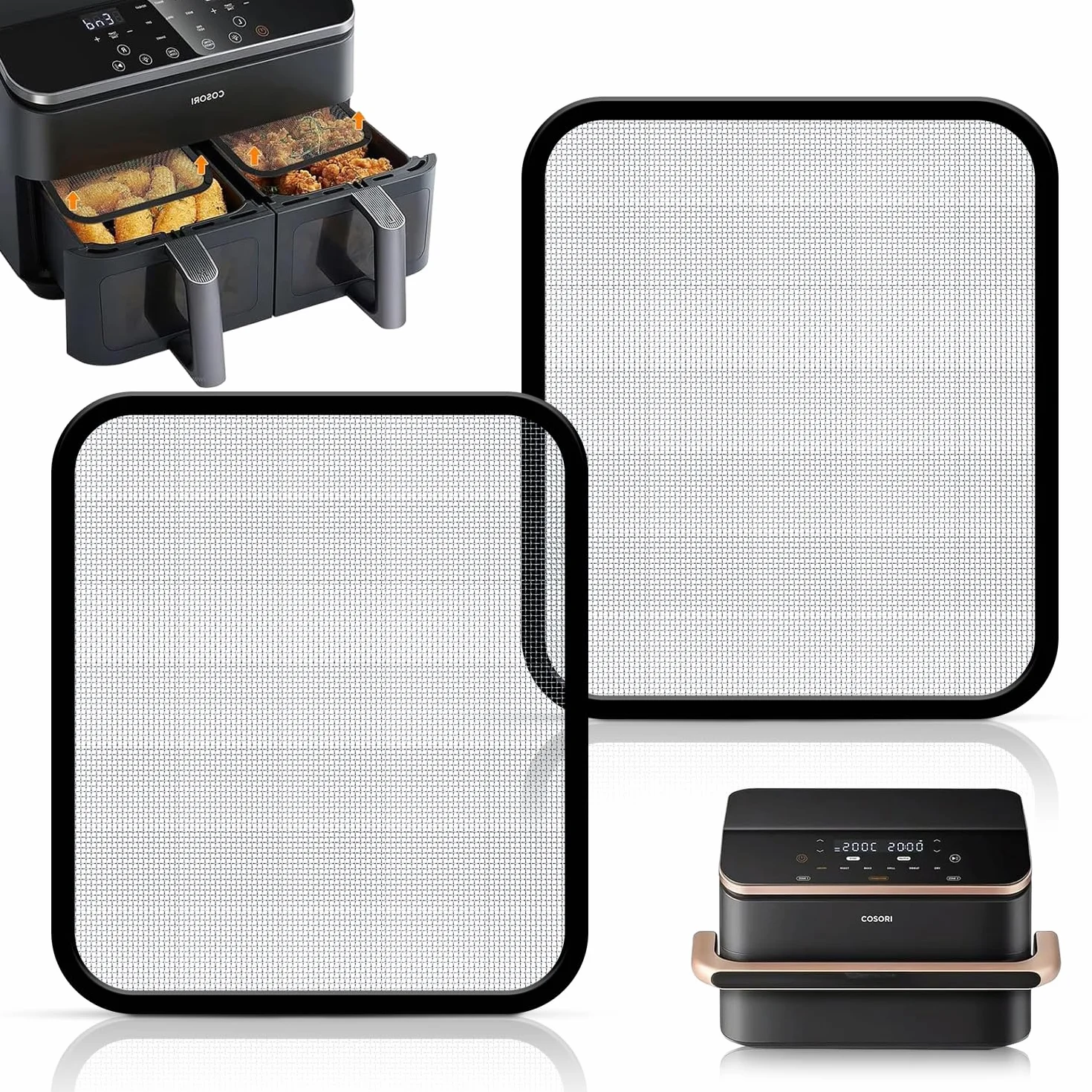 2 Piezas Protección Contra Salpicaduras de Malla Fina de Acero Inoxidable para Cosori Airfryer 8,5 L/Dual Blaze TwinFry 10 L, Para Cosori CAF-R901-AEU 8.5L, accesorios Cosori Airfryer,Reutilizable