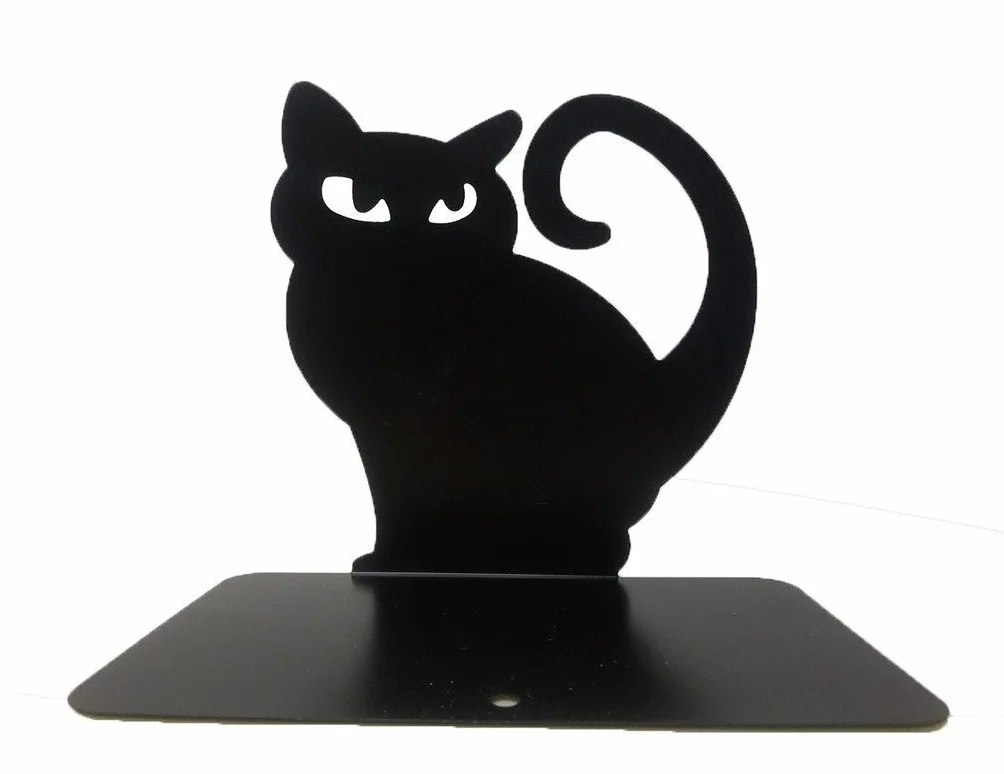 Metal Sujetalibros Antideslizante Engrosamiento Gato Persa Negro Hierro
