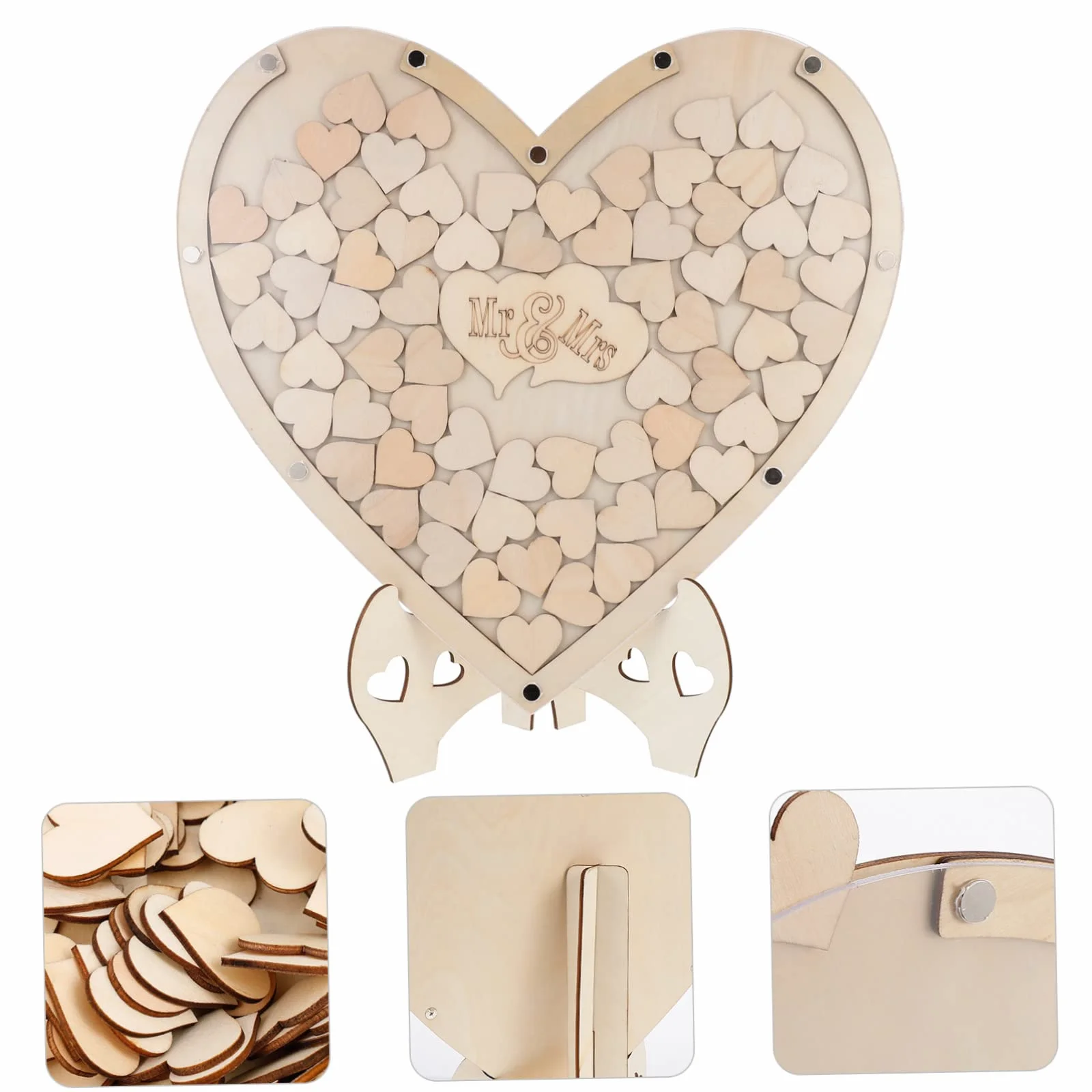 COLLBATH Letrero de Libro de Visitas de Boda Decoración en Forma de Corazón Personalizado para Baby Shower