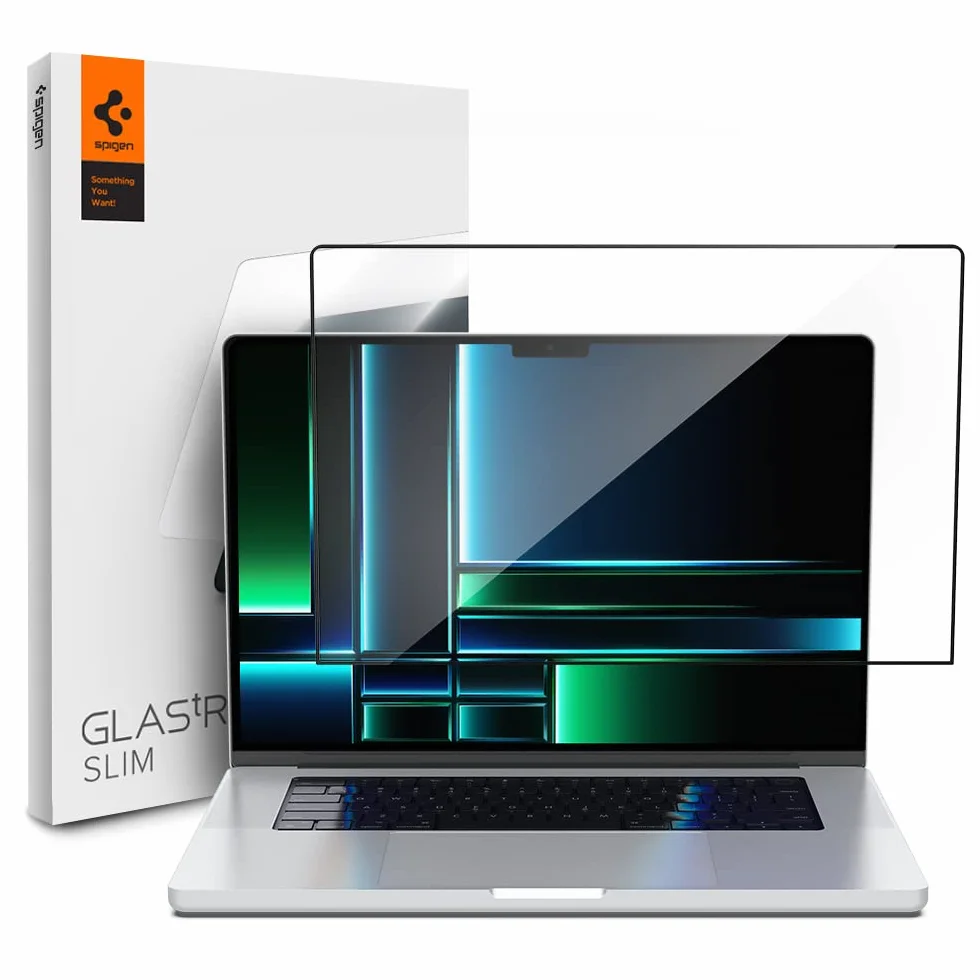 Spigen Glas.tR Slim Cobertura Completa Protector Pantalla para MacBook Pro 14 pulgadas (M5 Pro / M5 Max 2026 / M5 / M4-M1 series), 1 Unidad, Alta Definición, Dureza 9H