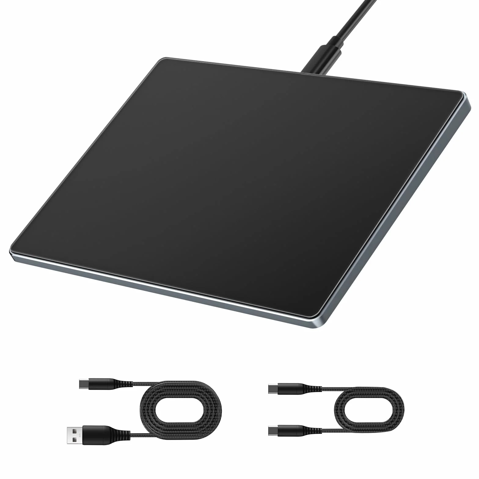 seenda Touchpad para Mac y Windows, Touchpad de Alta Precisión con Superficie de Vidrio y Base de Metal, Touchpad con Modo Doble con Cable para MacBook/PC/Portátil (Negro)