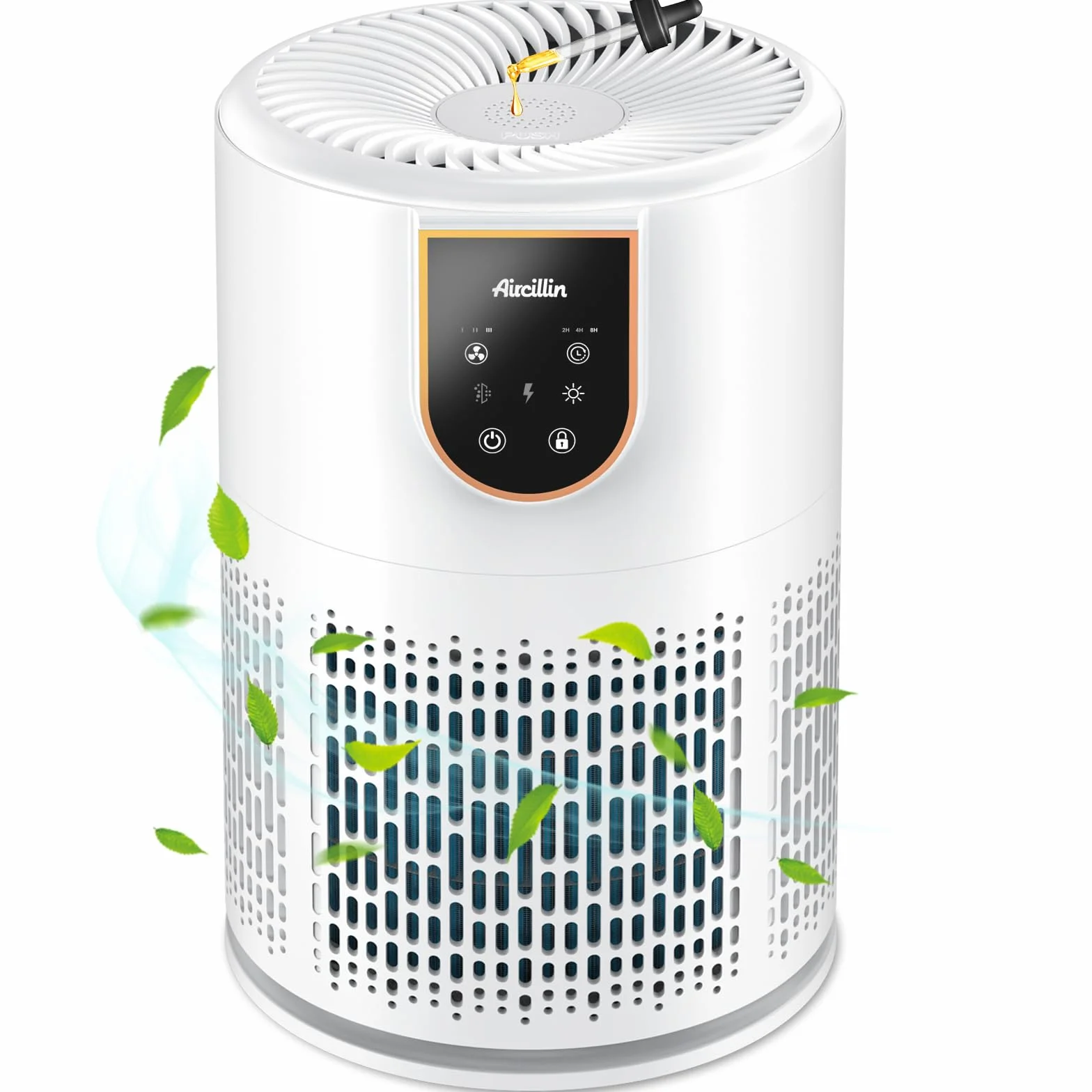 Aircillin Purificador de Aire HEPA 5 Etapas, Elimina 99.97% Polen, Caspa, Humo, 25dB Silencio, 12W Bajo Consumo