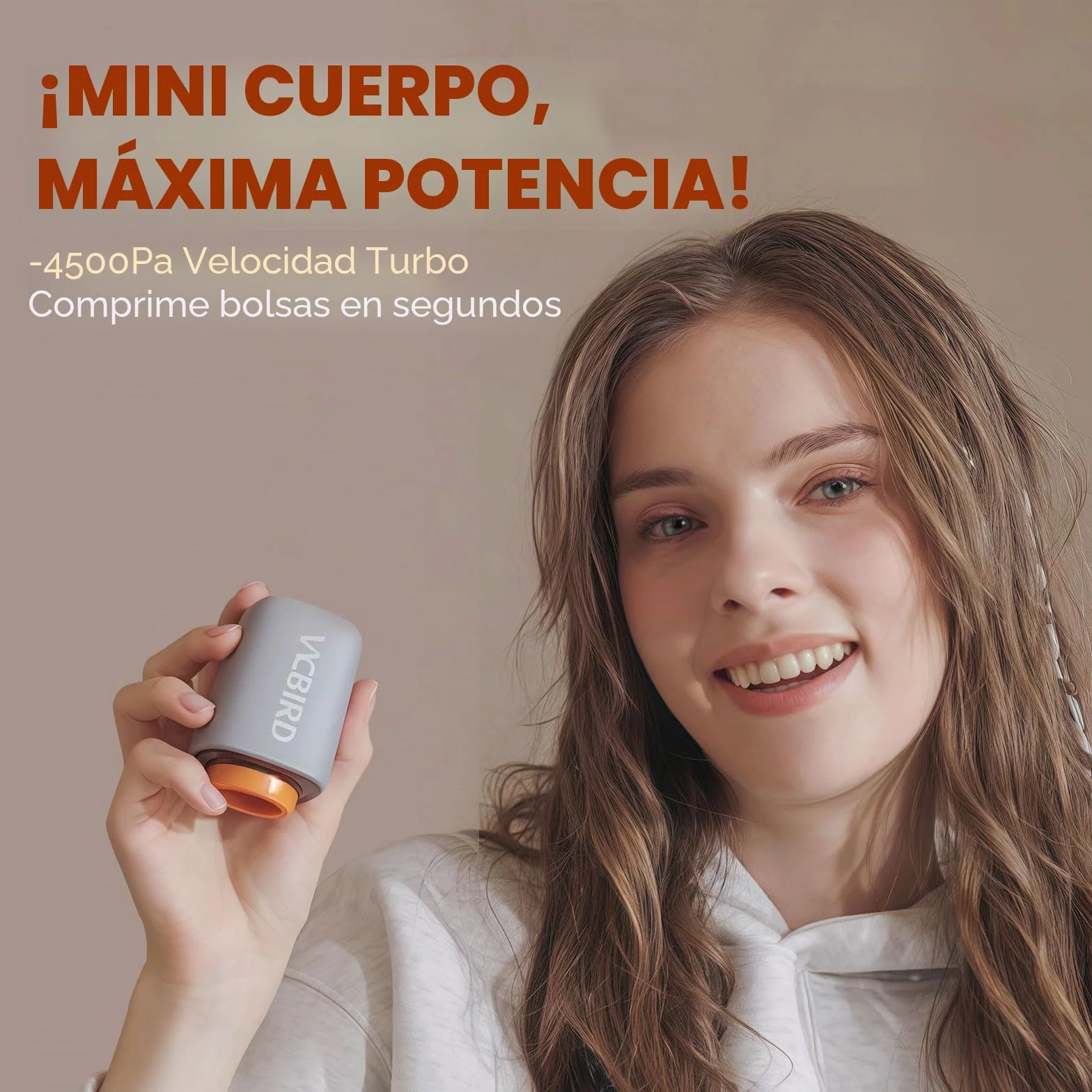 Vacbird Bomba de vacío eléctrica inalámbrica 4500 Pa portátil para comprimir ropa